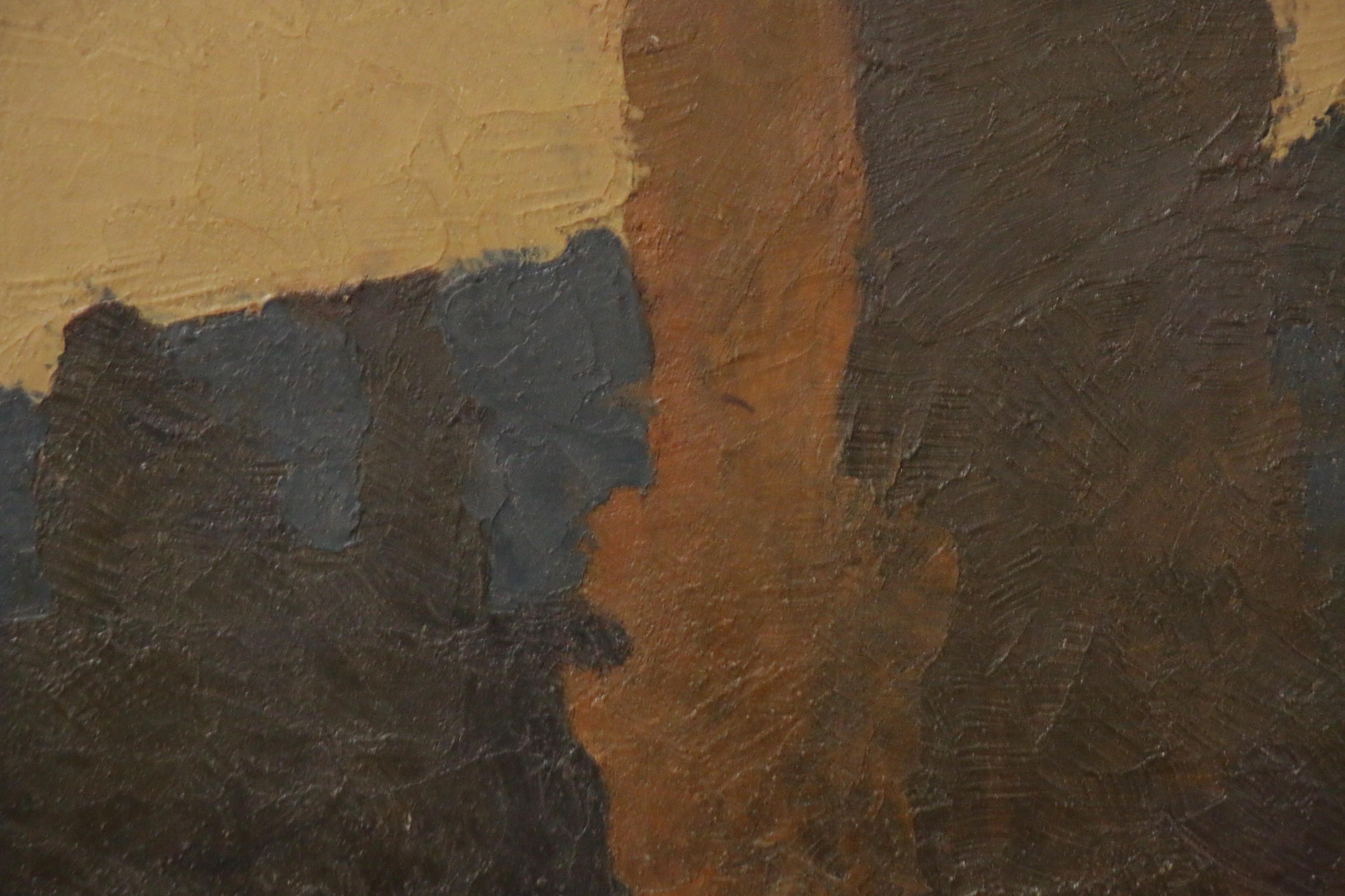 Olaf Olesen Oil Painting of Shadowed Landscape