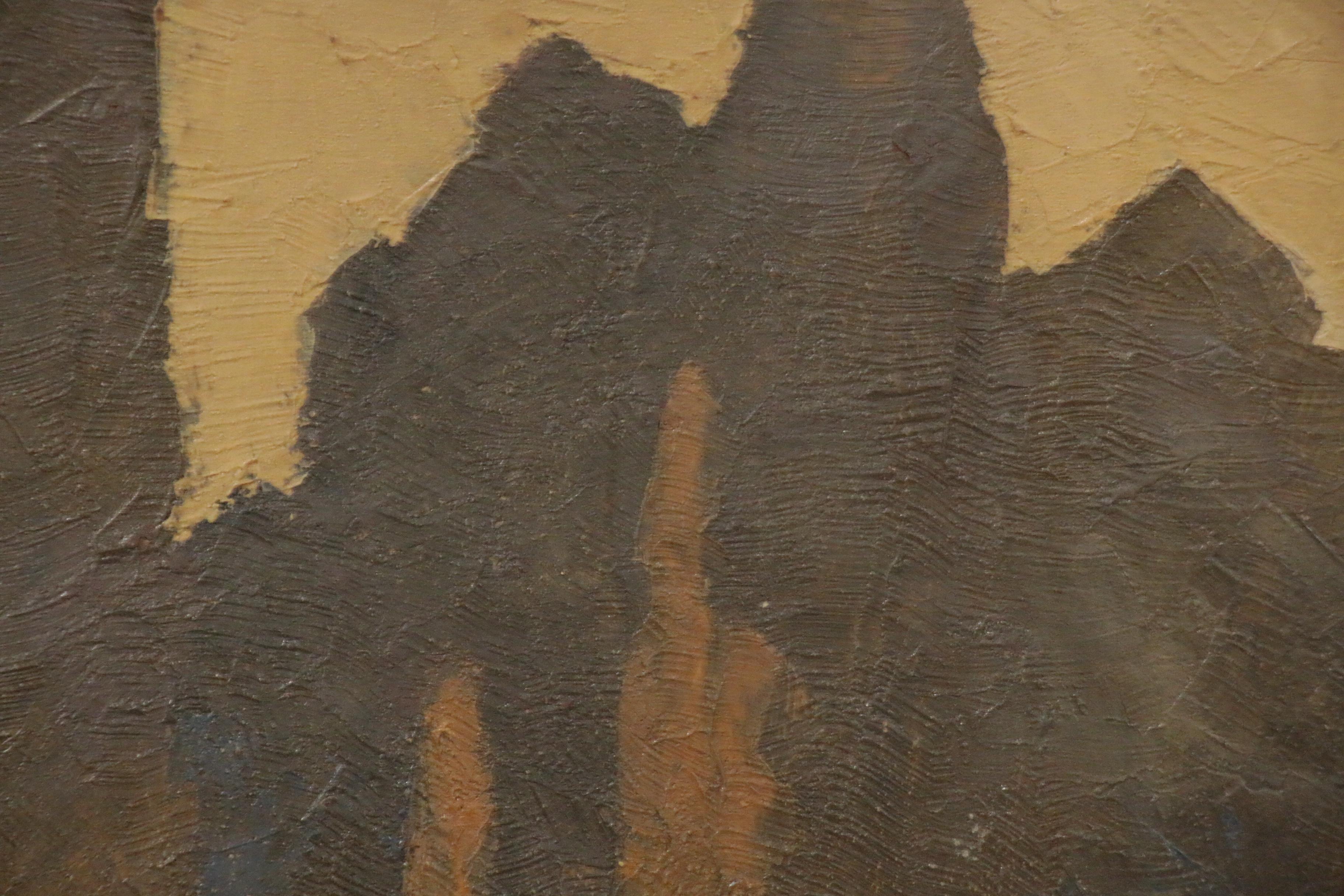 Olaf Olesen Oil Painting of Shadowed Landscape