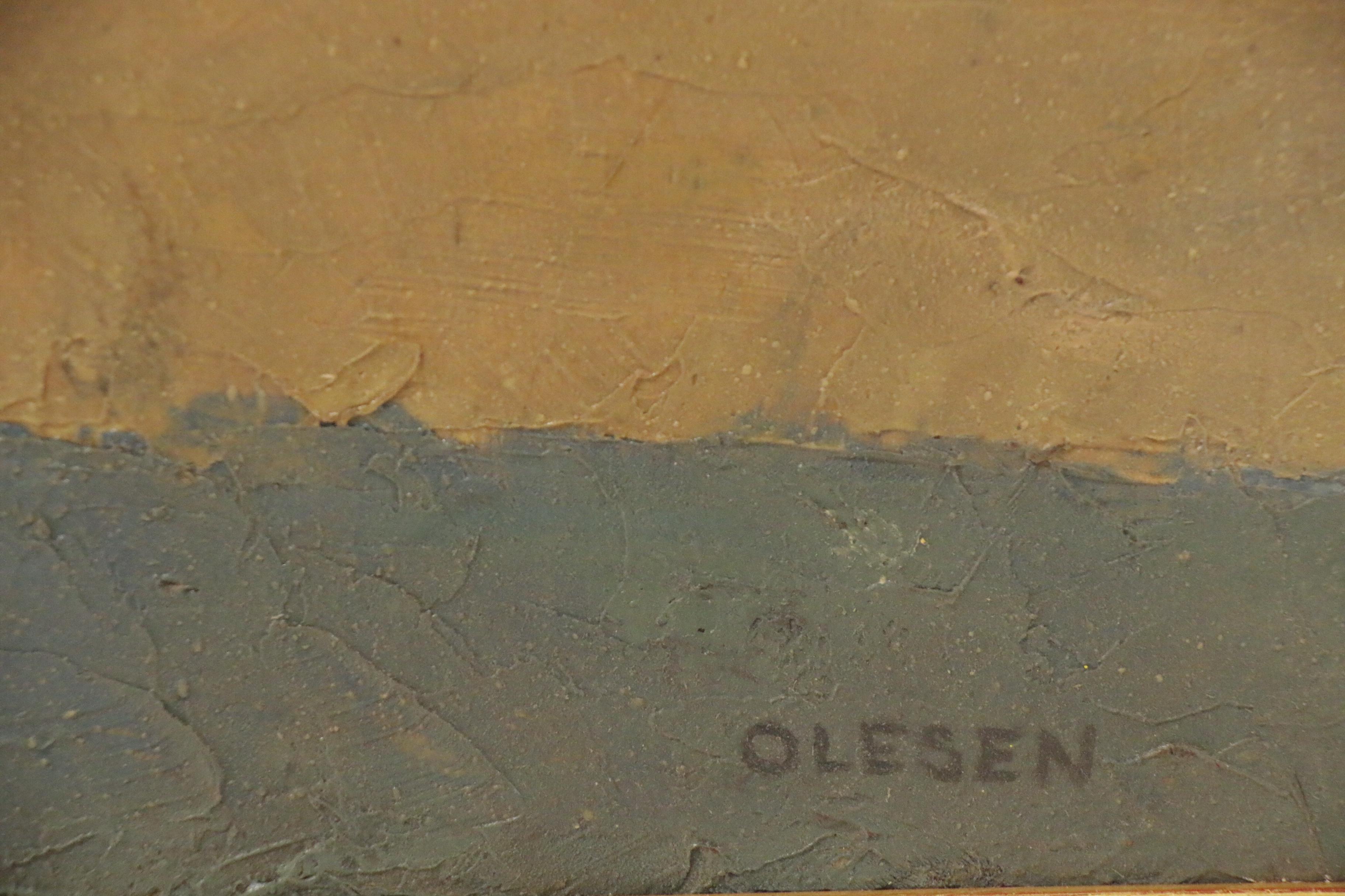 Olaf Olesen Oil Painting of Shadowed Landscape