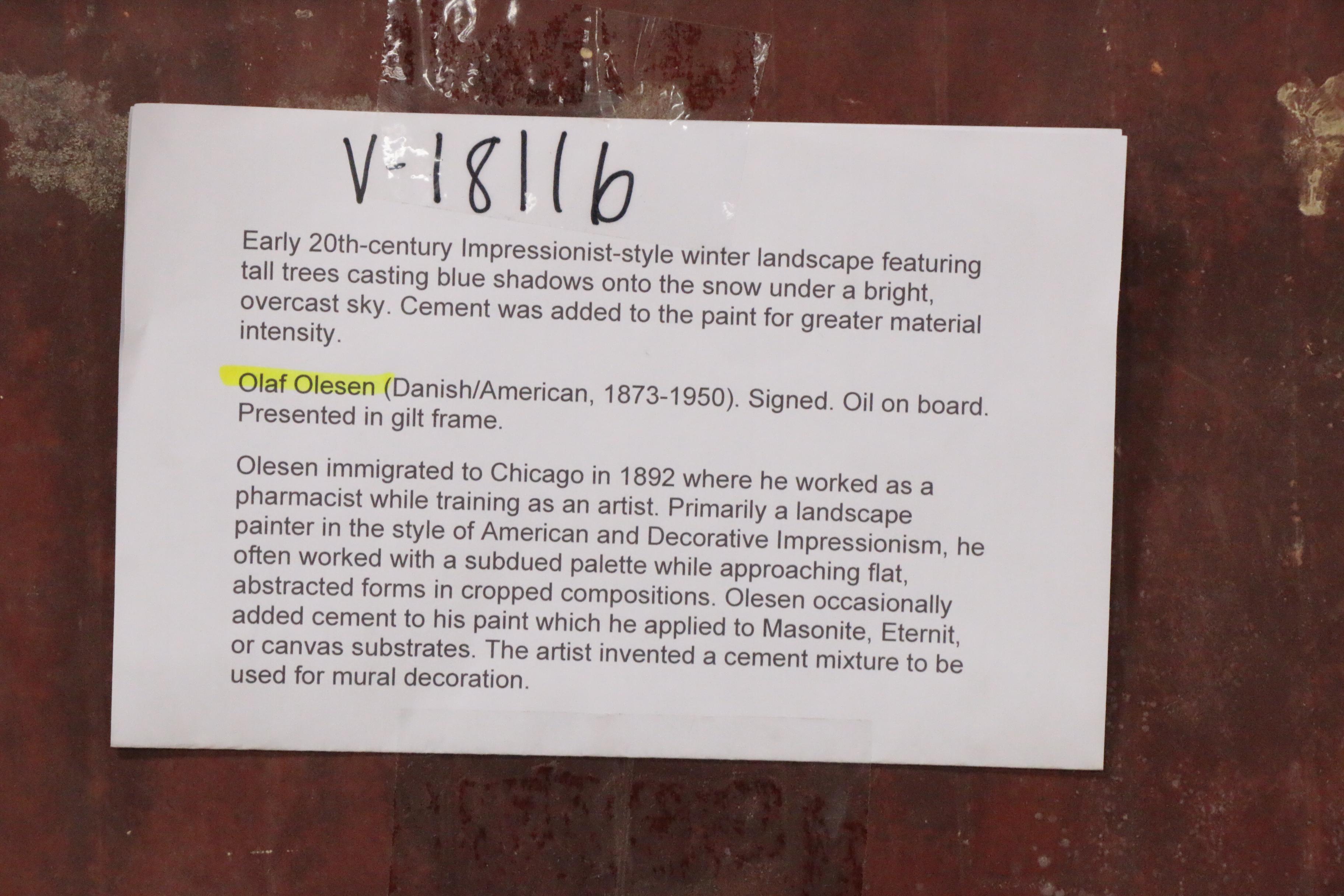 Olaf Olesen Oil Painting of Shadowed Landscape