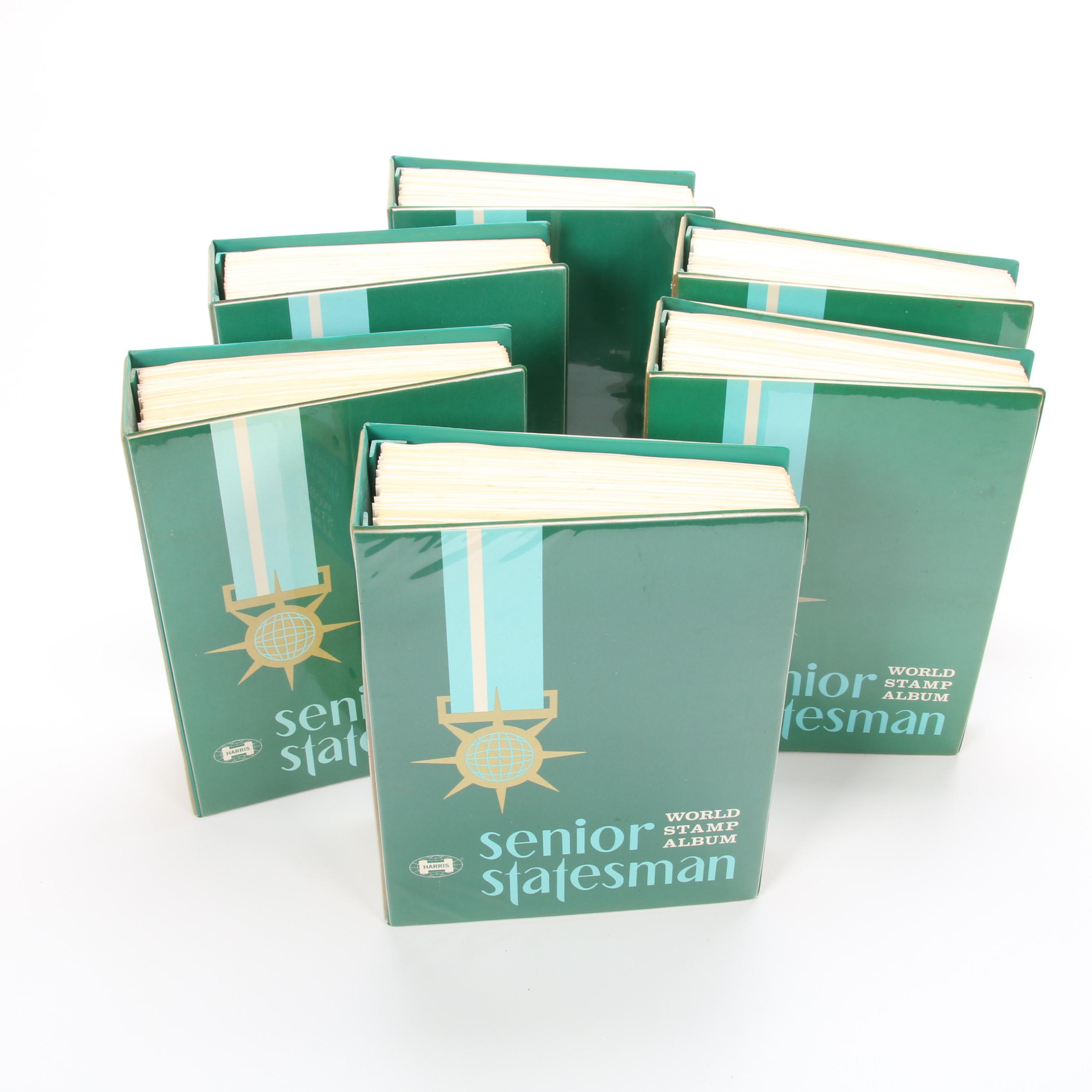 World Postage Stamp Collection In Six Senior Statesman World Stamp Albums