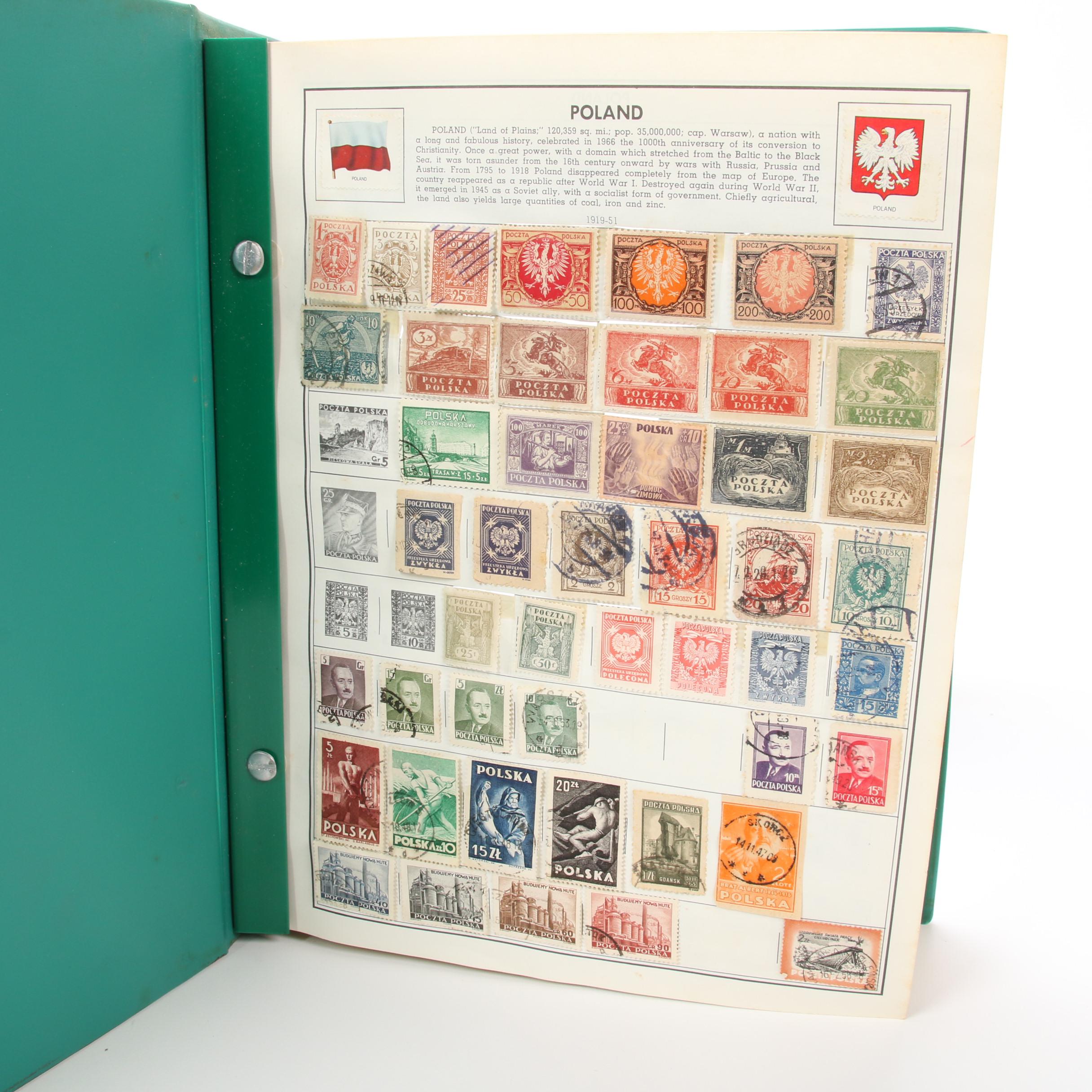 World Postage Stamp Collection In Six Senior Statesman World Stamp Albums