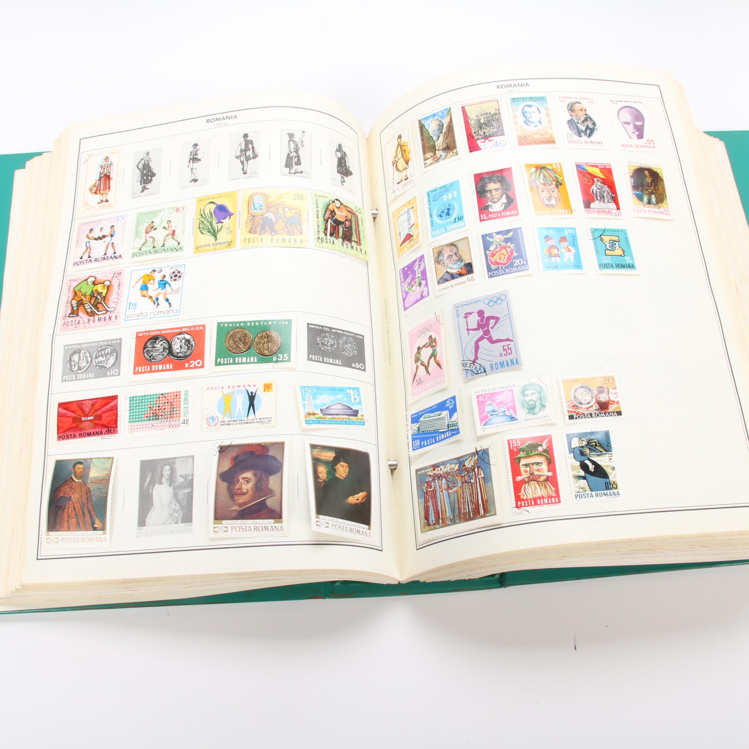 World Postage Stamp Collection In Six Senior Statesman World Stamp Albums