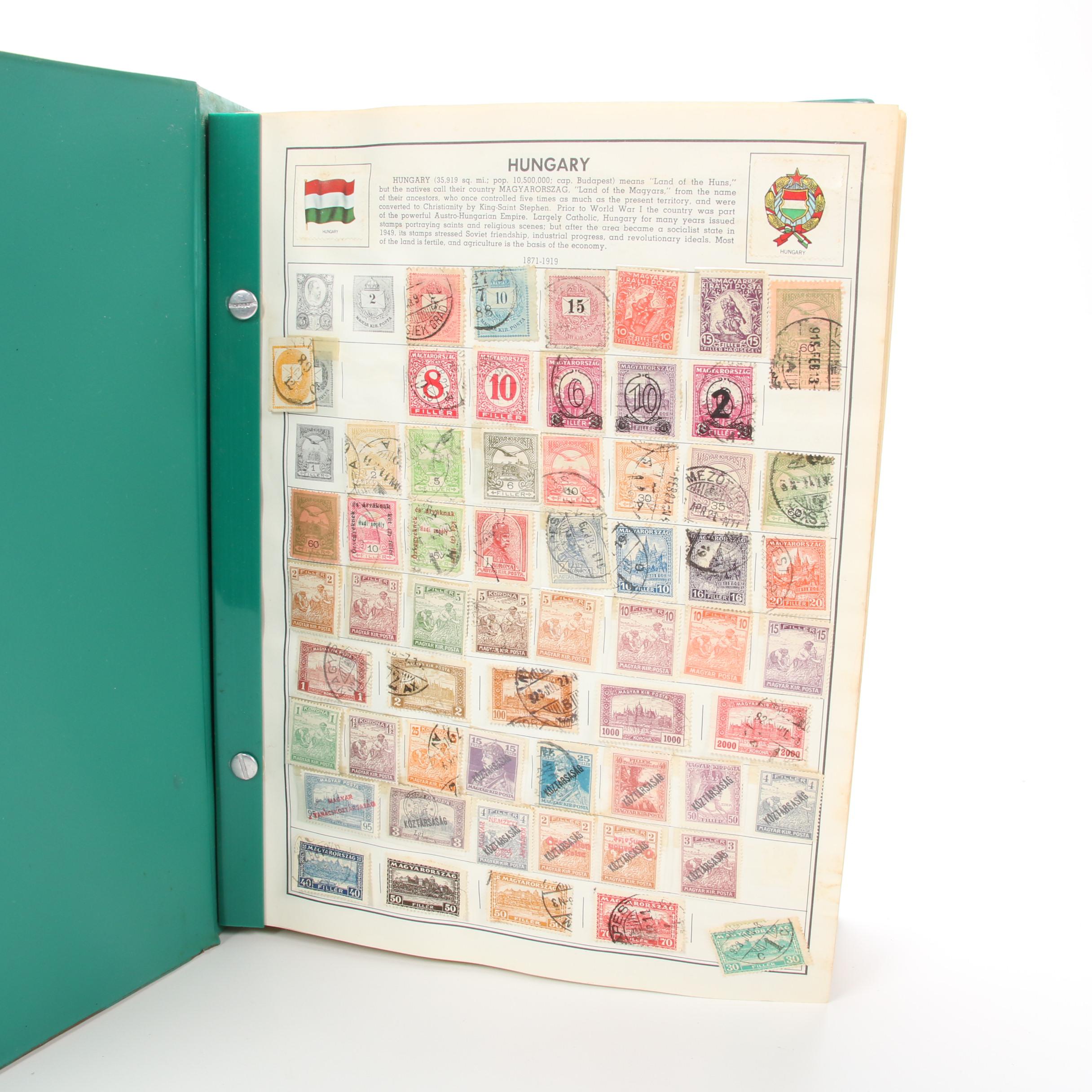 World Postage Stamp Collection In Six Senior Statesman World Stamp Albums