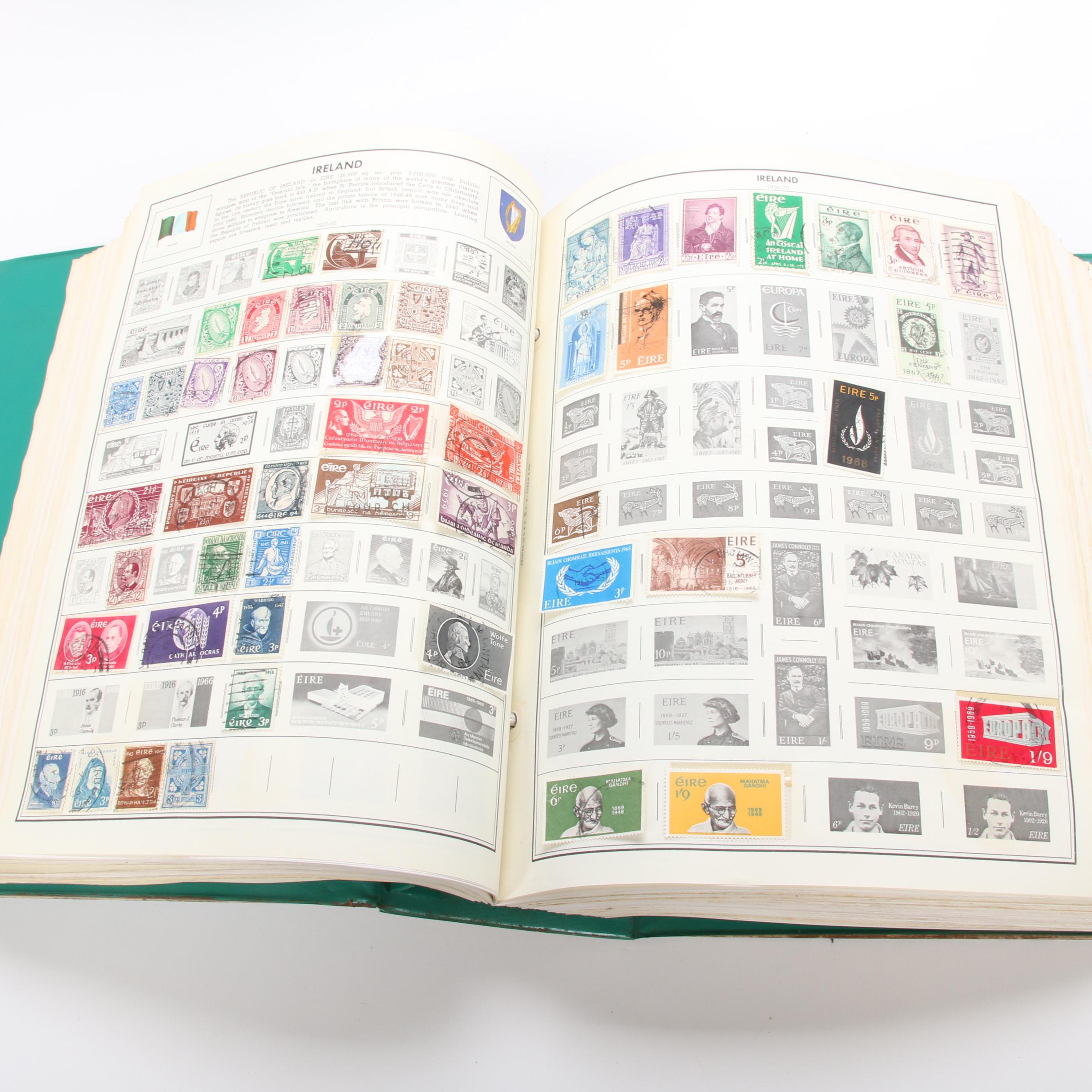 World Postage Stamp Collection In Six Senior Statesman World Stamp Albums