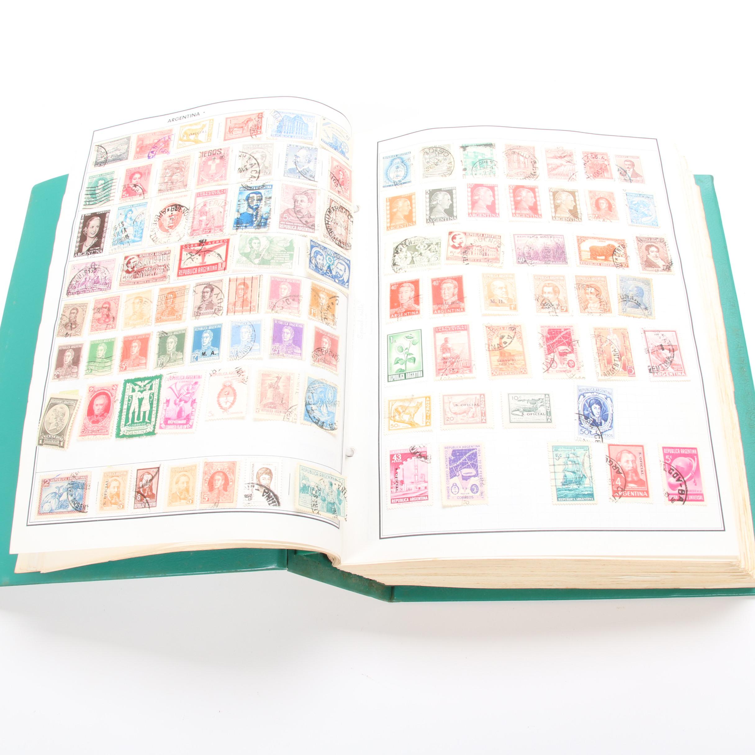 World Postage Stamp Collection In Six Senior Statesman World Stamp Albums