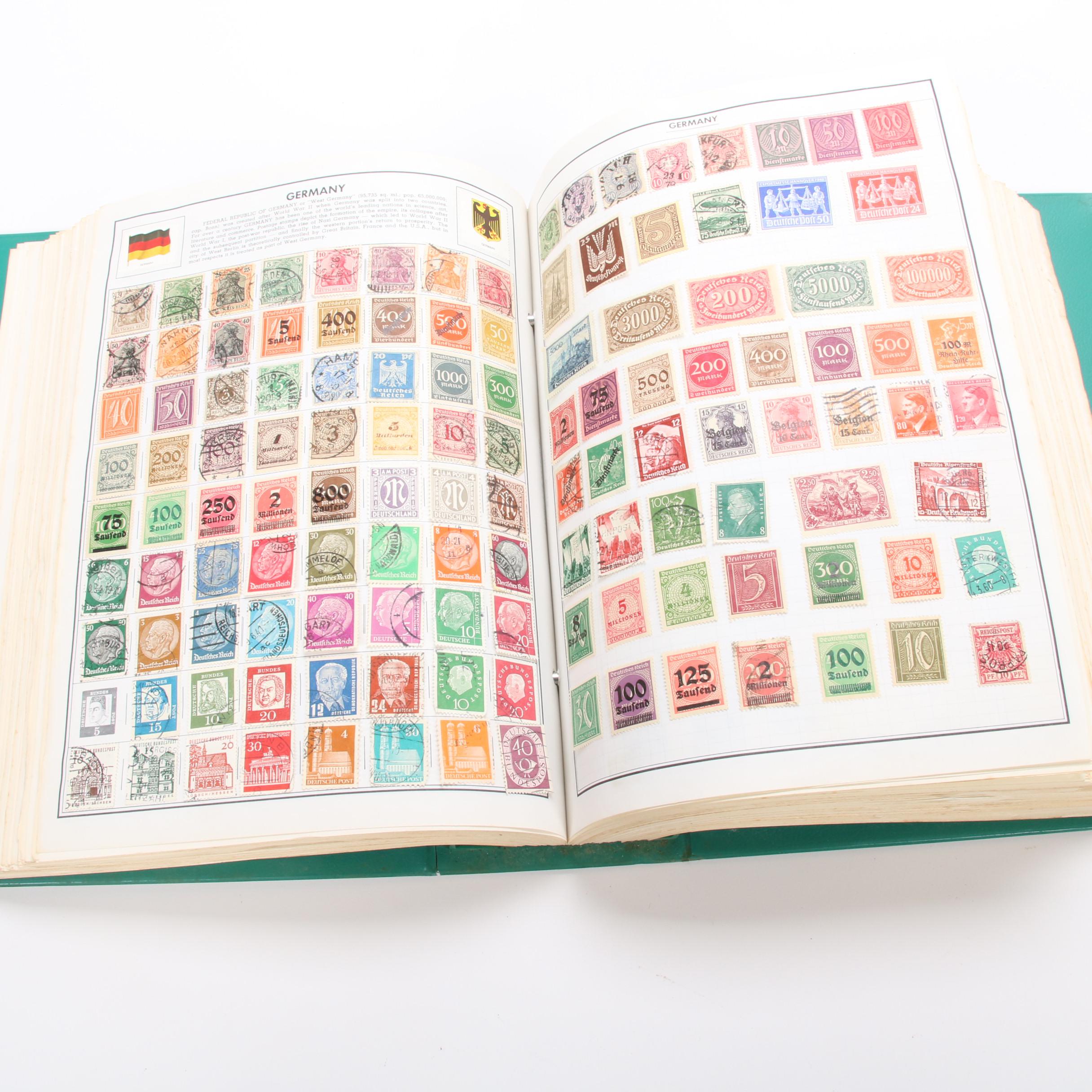 World Postage Stamp Collection In Six Senior Statesman World Stamp Albums