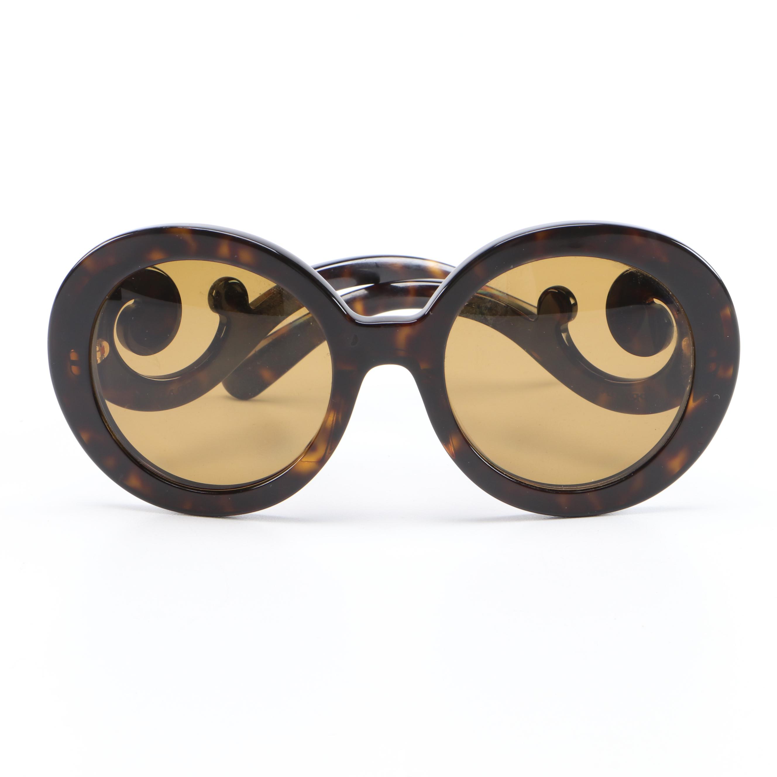 Prada Minimal Baroque Sunglasses in Dark Tortoise with Case