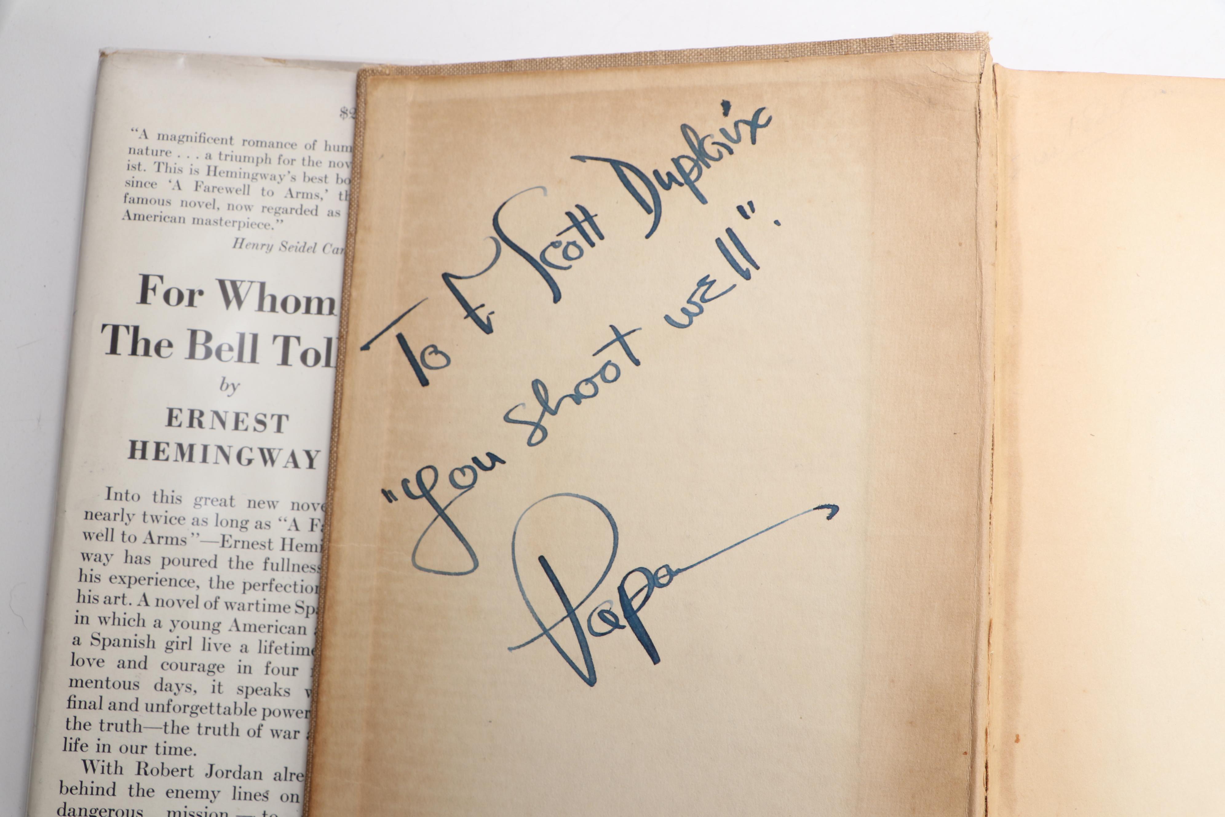 "Papa" Hemingway Signed First Edition "For Whom the Bell Tolls" with COA, 1940
