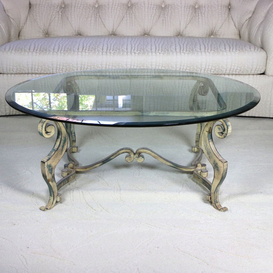Regency Style Metal and Glass Coffee Table