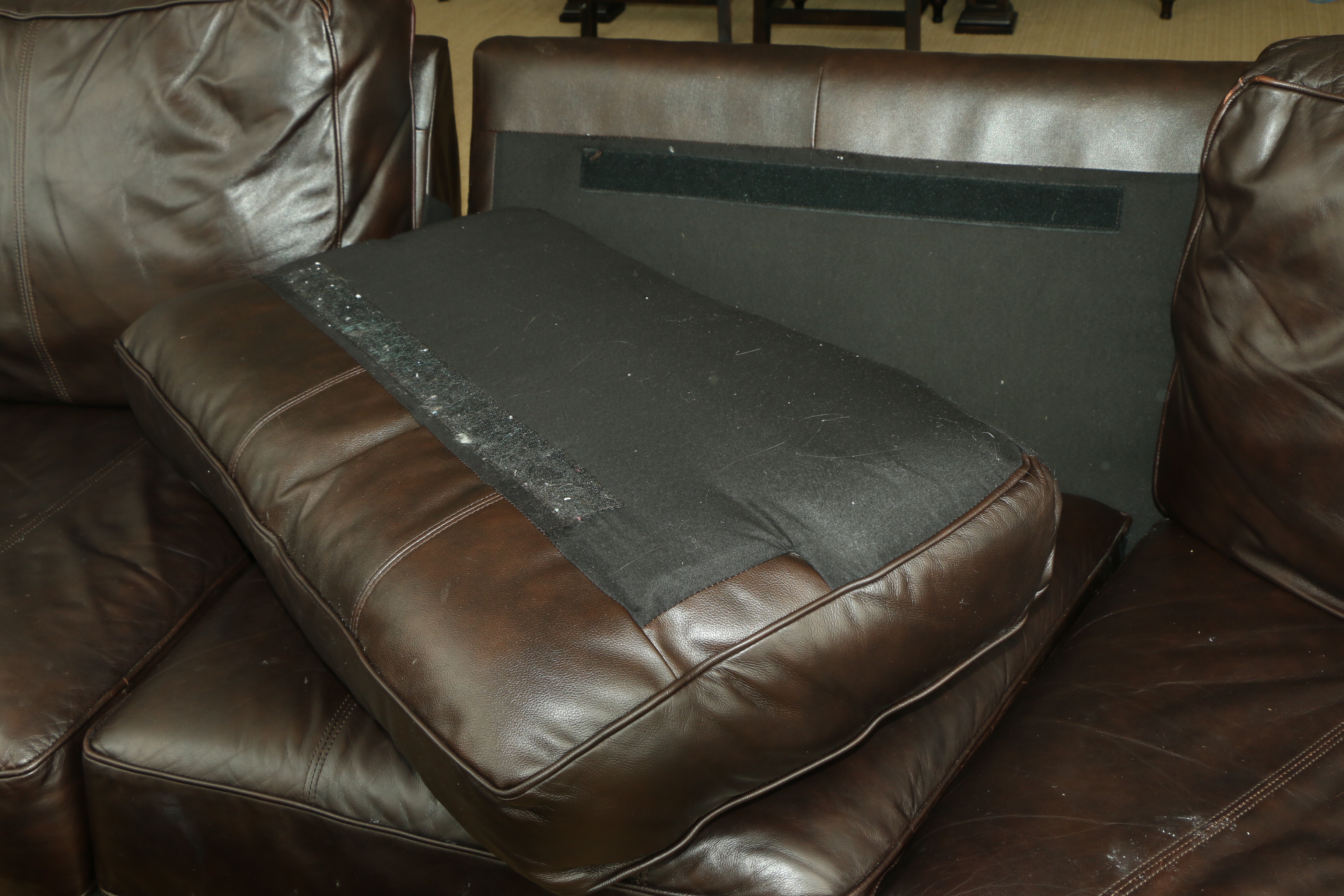 Bernhardt Bonded Leather Two-Piece Sectional Sofa With Ottoman