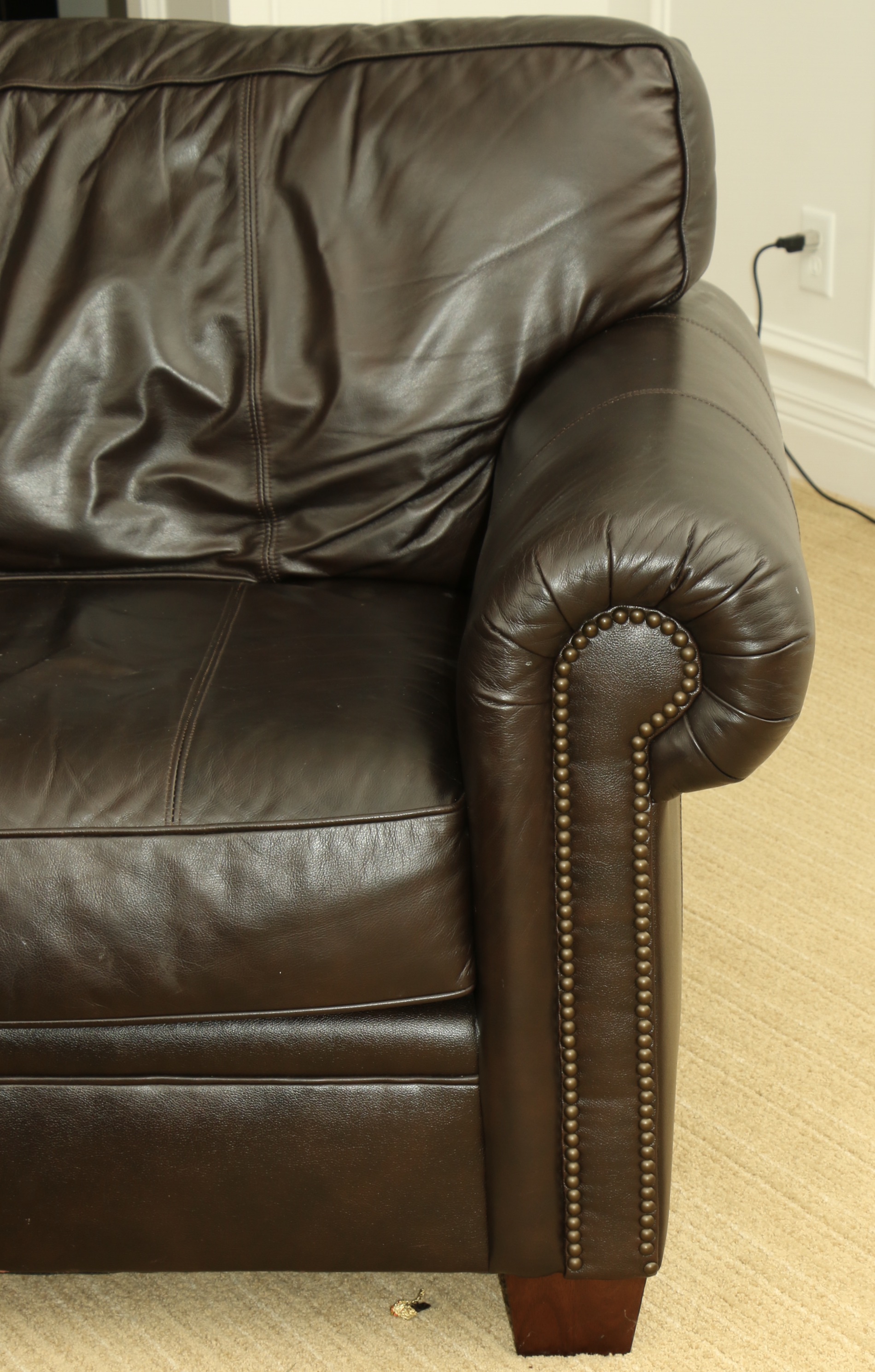 Bernhardt Bonded Leather Two-Piece Sectional Sofa With Ottoman