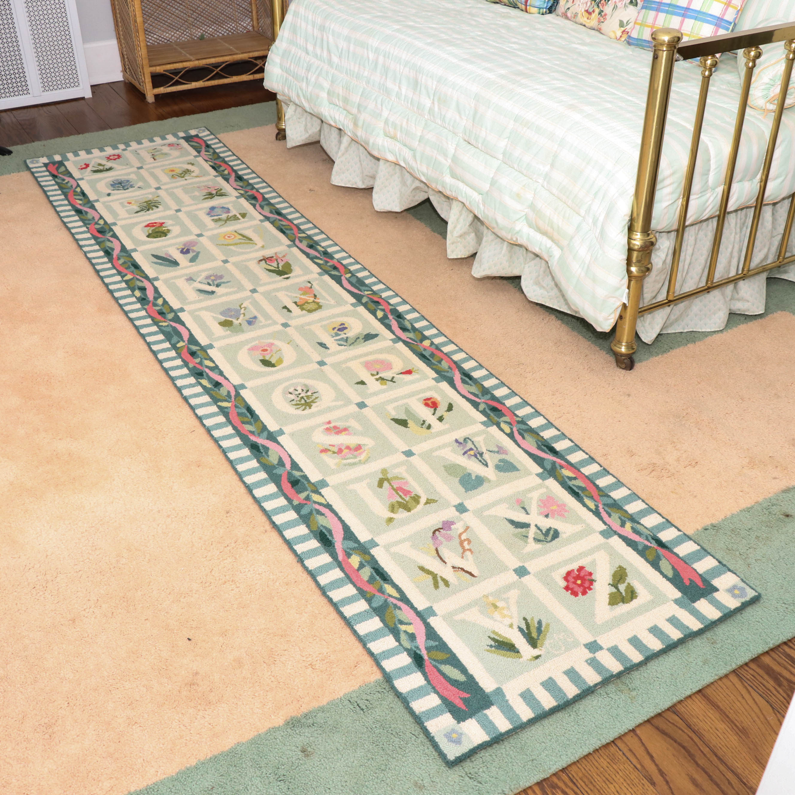 2'5 x 9'10 Hand-Hooked Claire Murray "Alphabet Garden" Wool Runner