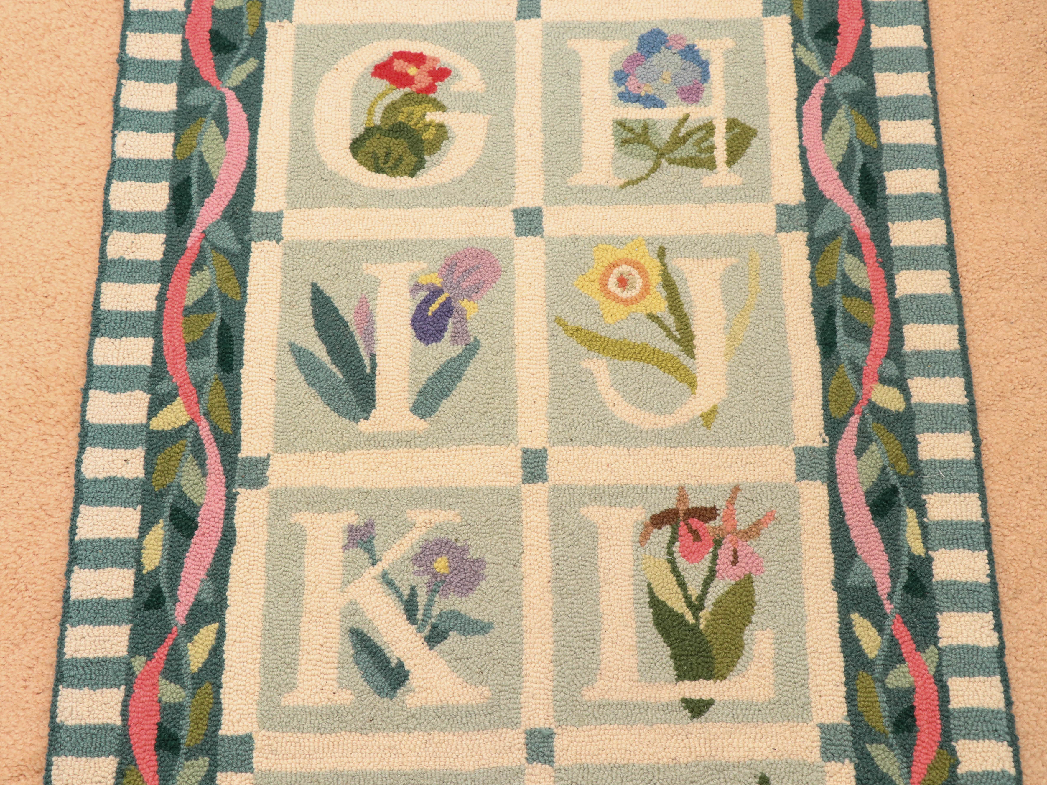 2'5 x 9'10 Hand-Hooked Claire Murray "Alphabet Garden" Wool Runner