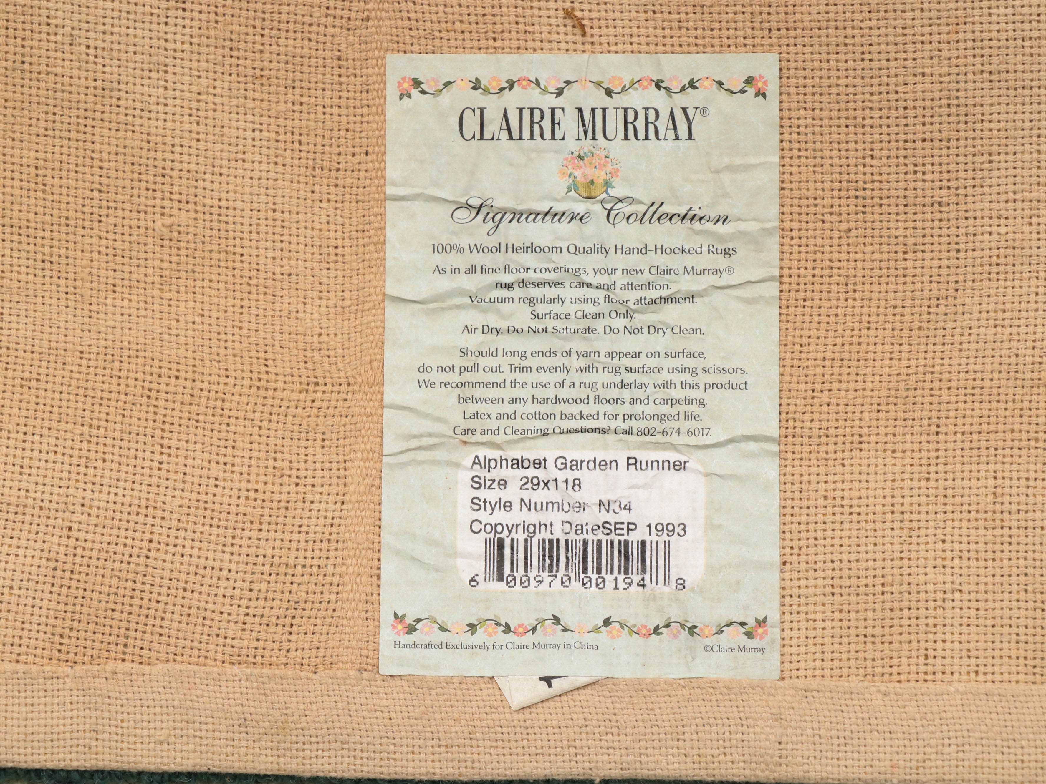 2'5 x 9'10 Hand-Hooked Claire Murray "Alphabet Garden" Wool Runner