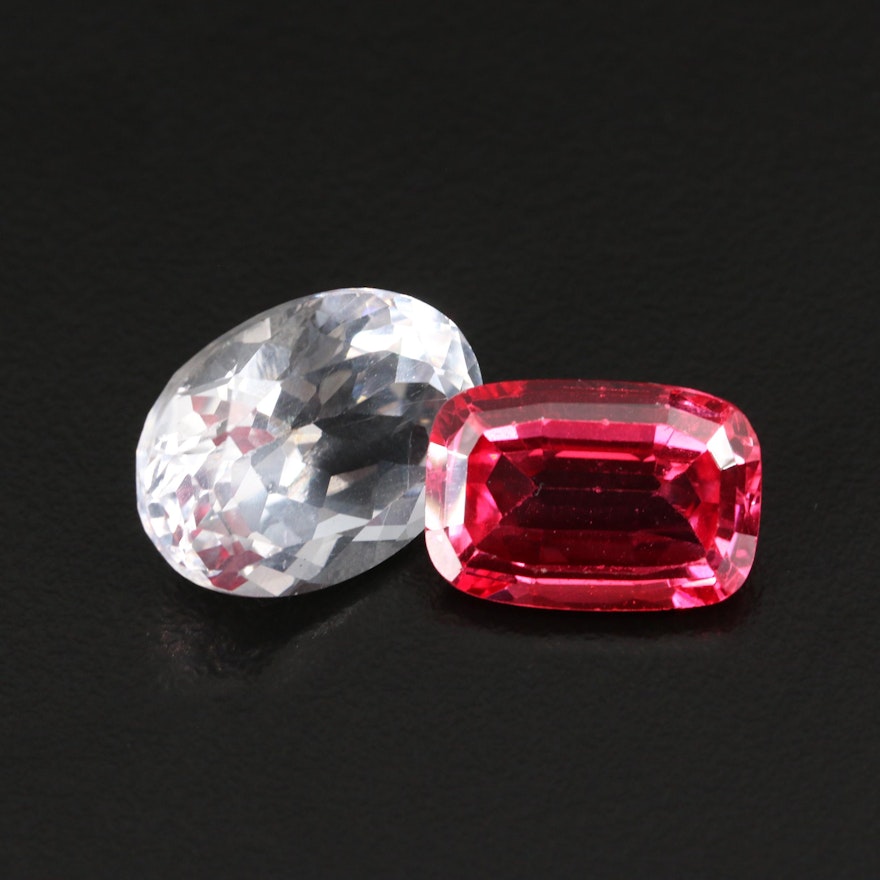 Loose Gemstone Selection Featuring 16.20 CT Topaz and Laboratory Grown Ruby