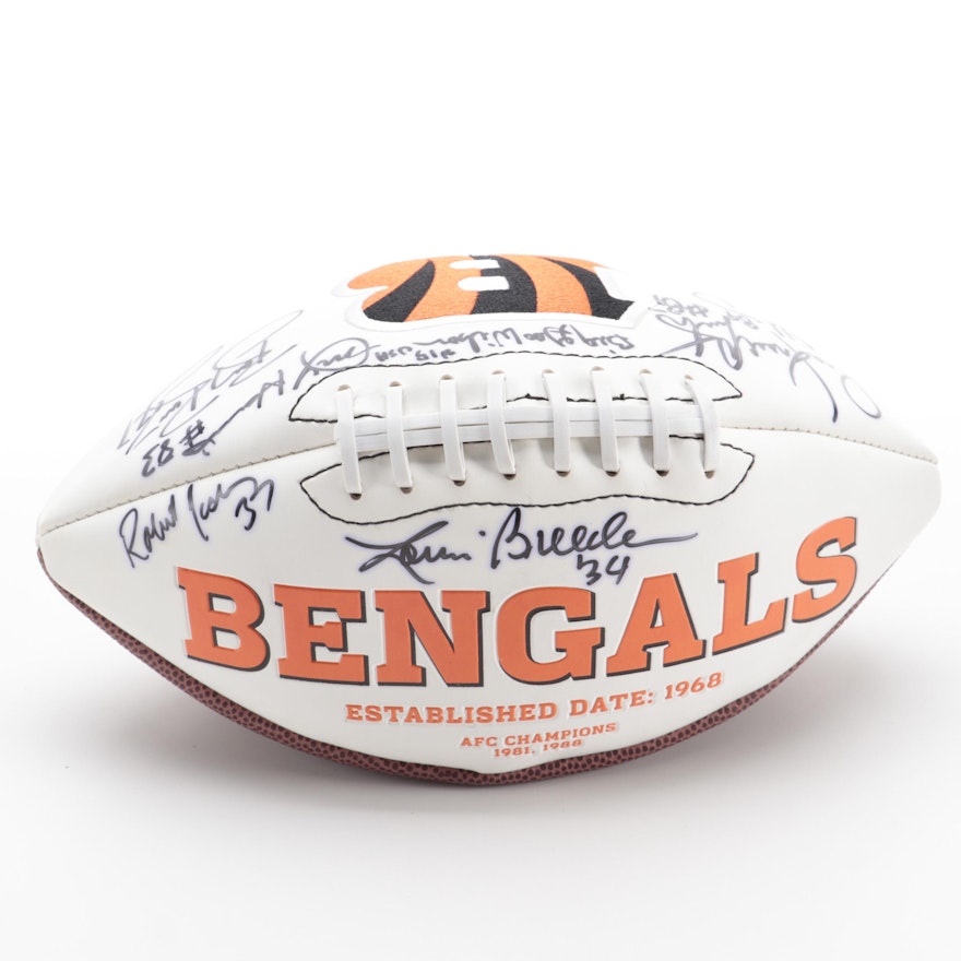 Signed Cincinnati Bengals Logo Football with John Stofa, David Fulcher, and More