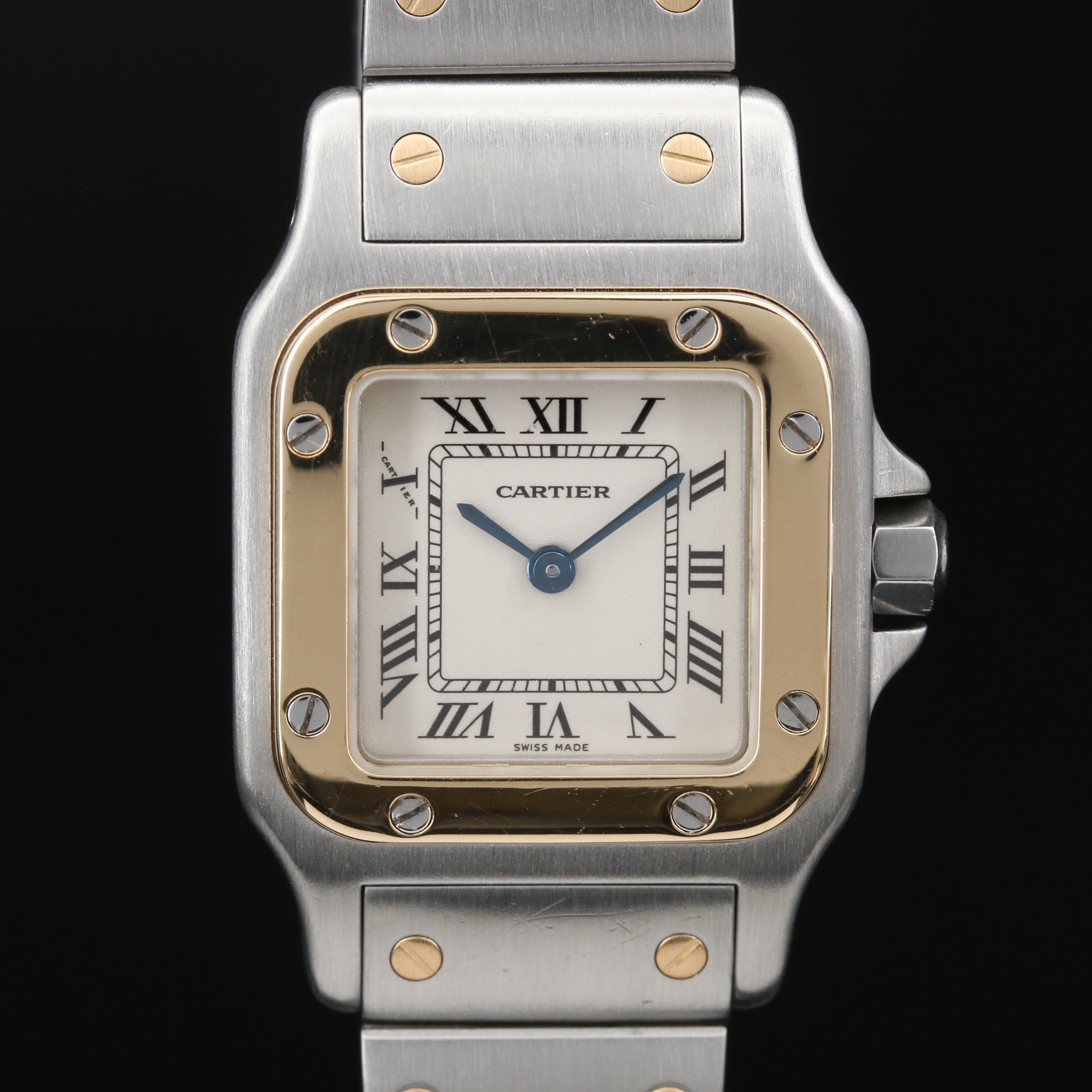 Cartier Santos 18K Gold and Stainless Steel Quartz Watch