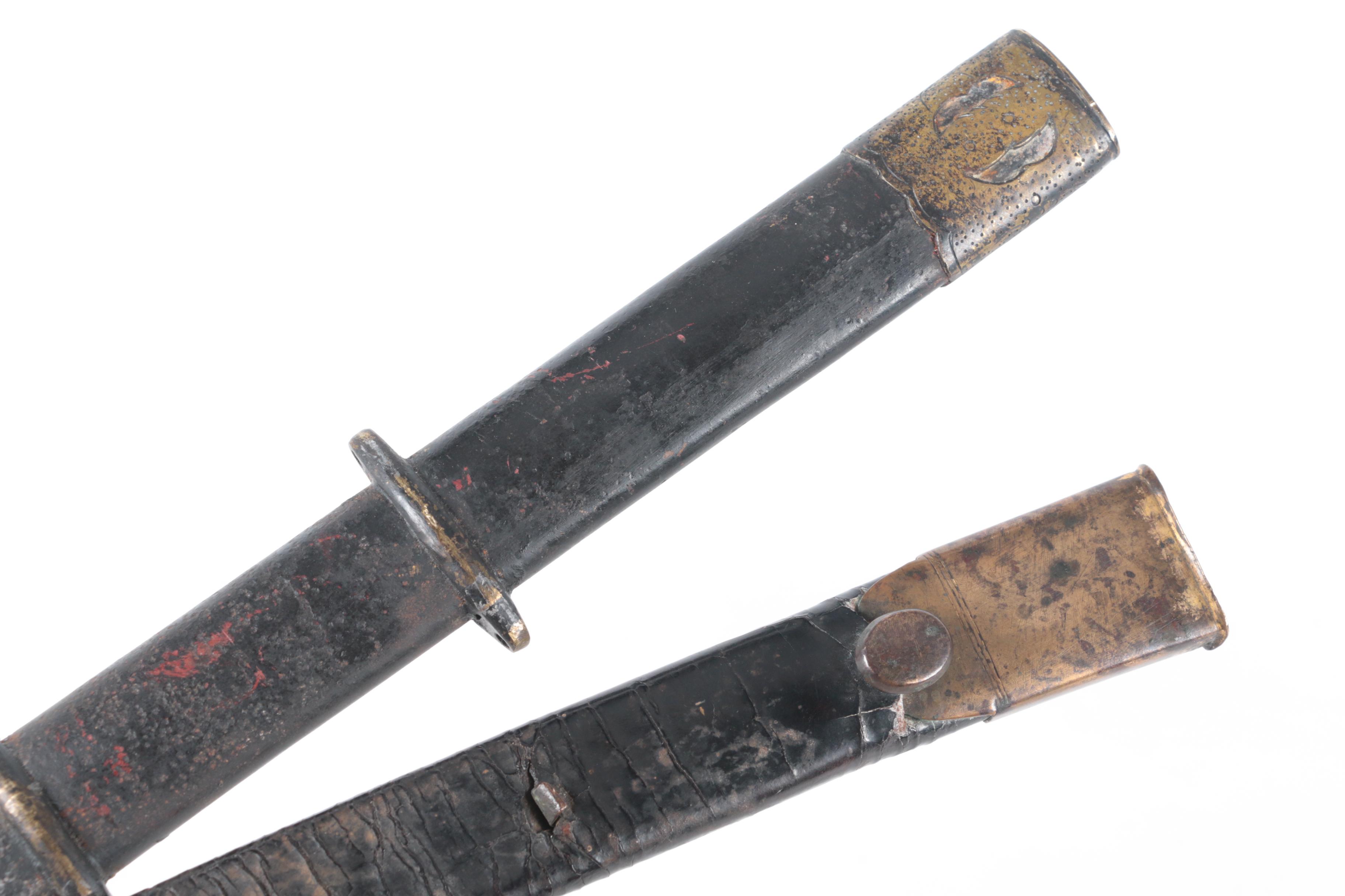 Hand-Forged Axe Head, Leather and Sword Scabbards with Iron Throwing Spear