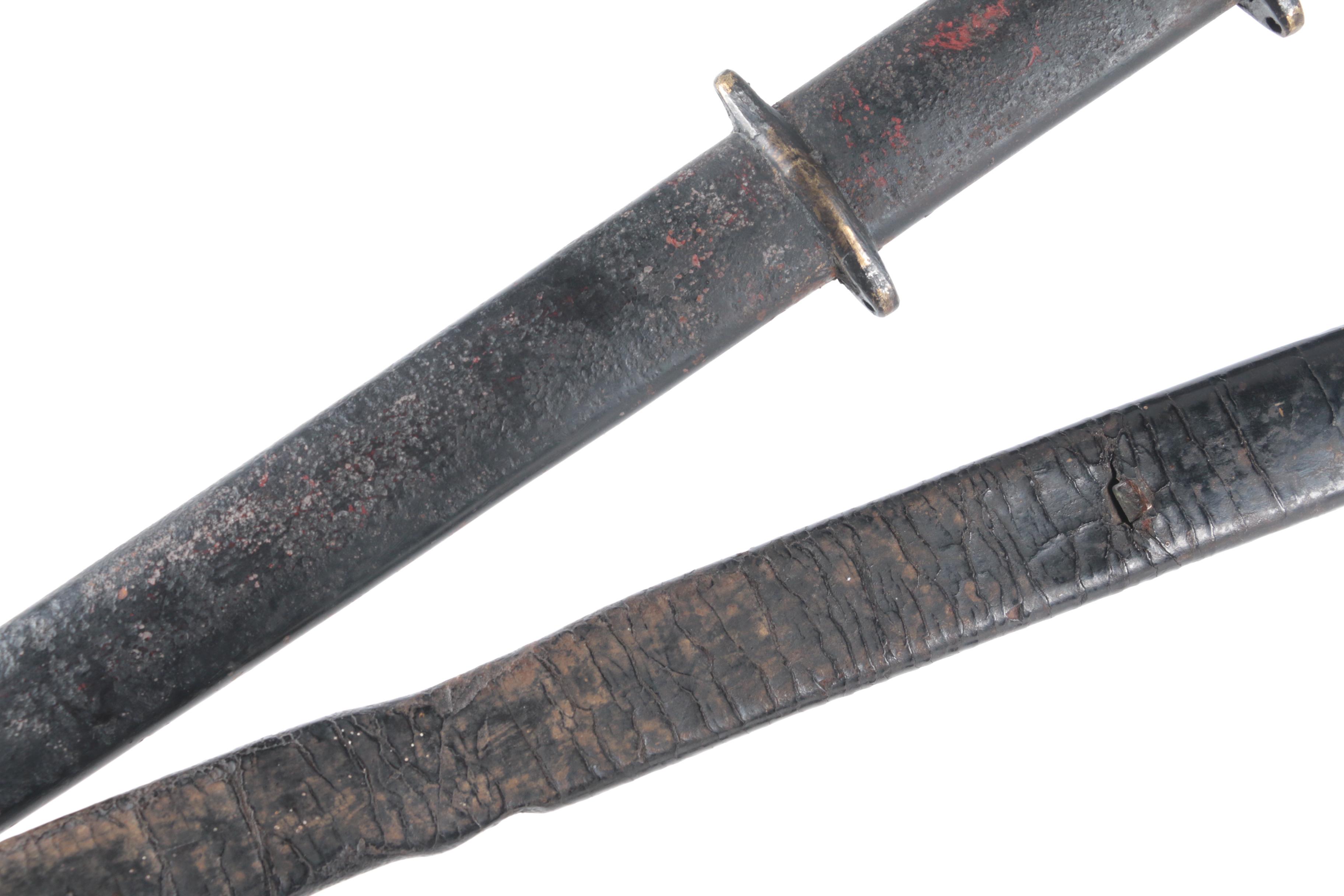 Hand-Forged Axe Head, Leather and Sword Scabbards with Iron Throwing Spear