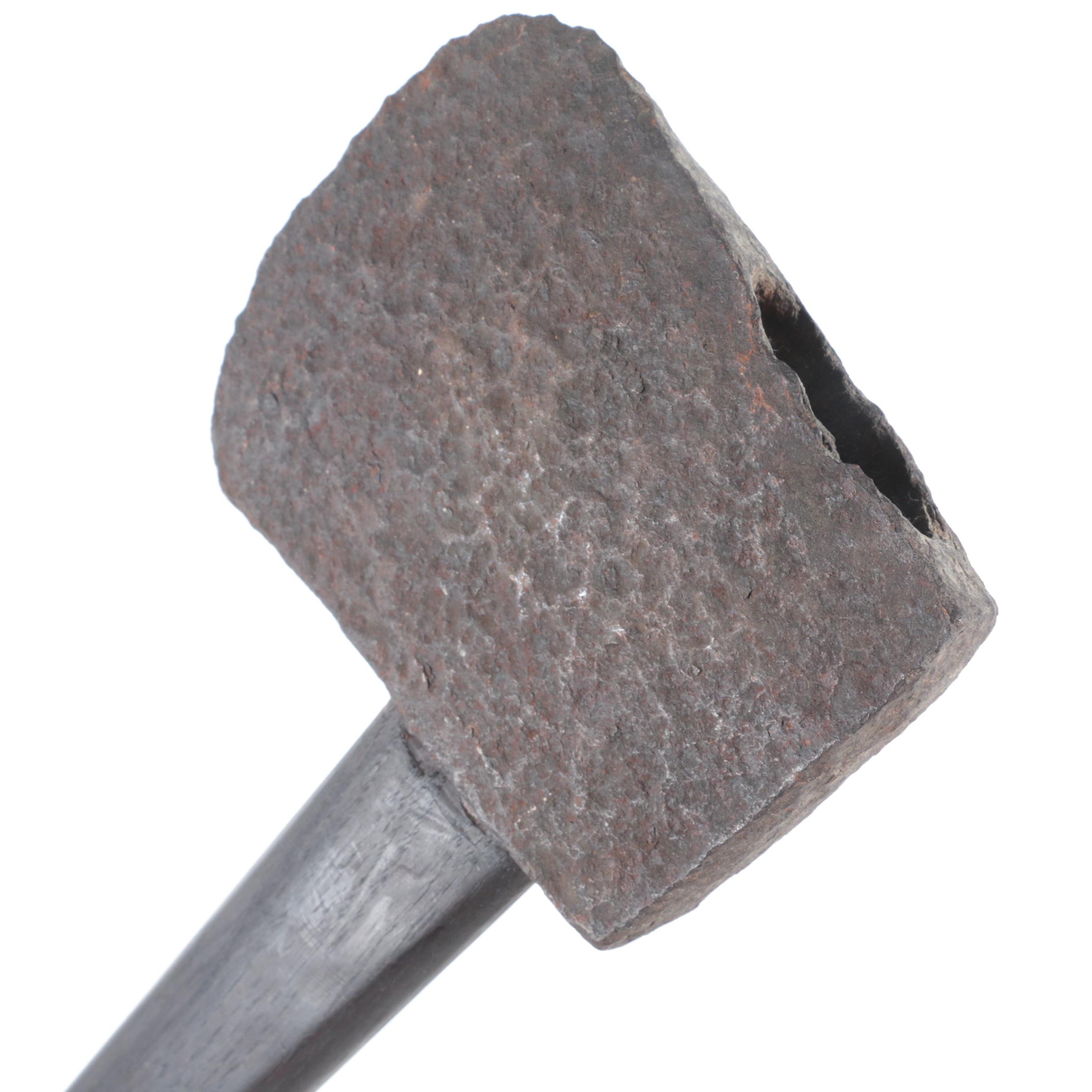 Hand-Forged Axe Head, Leather and Sword Scabbards with Iron Throwing Spear