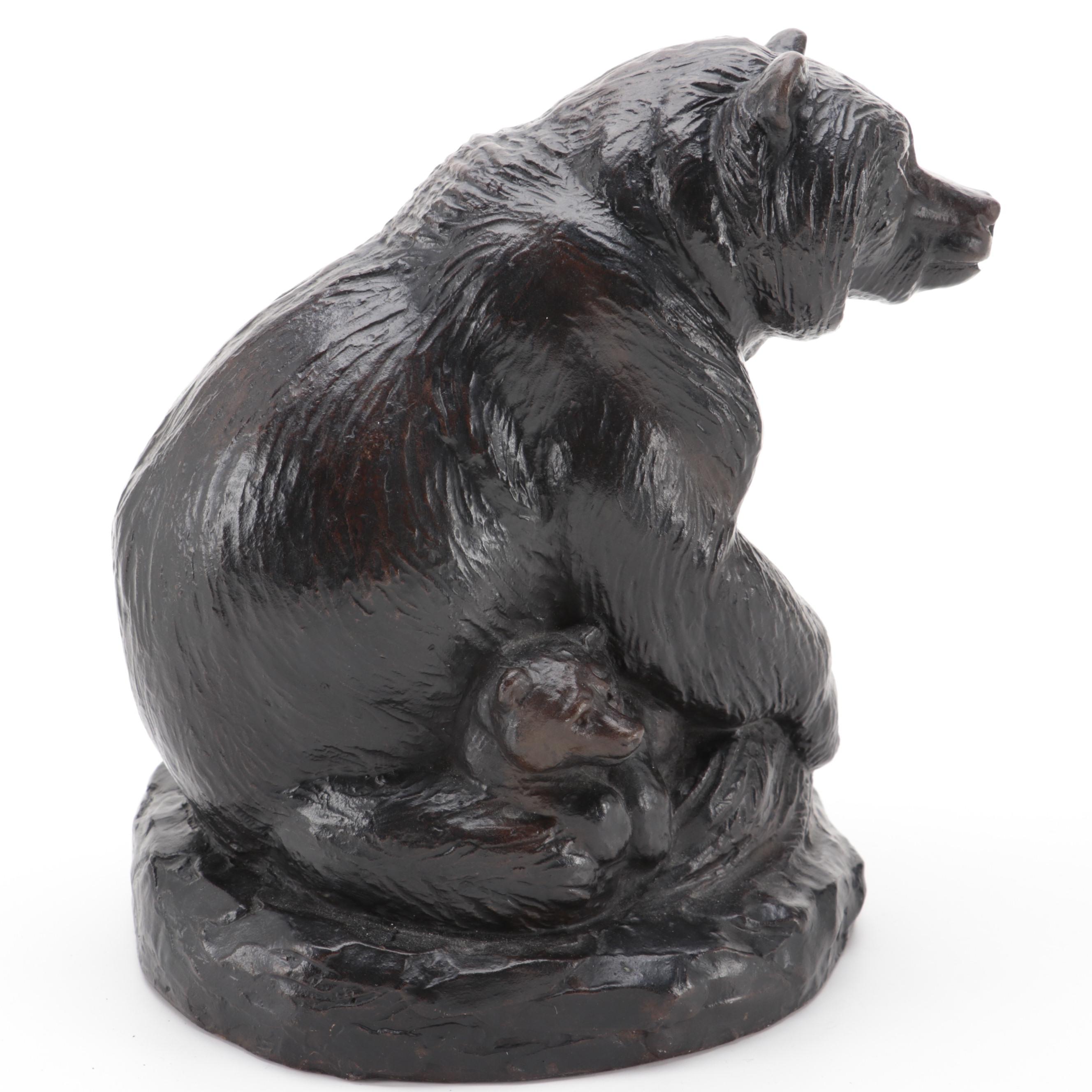 Joseph Boulton Bronze Sculpture of Bear and Cubs