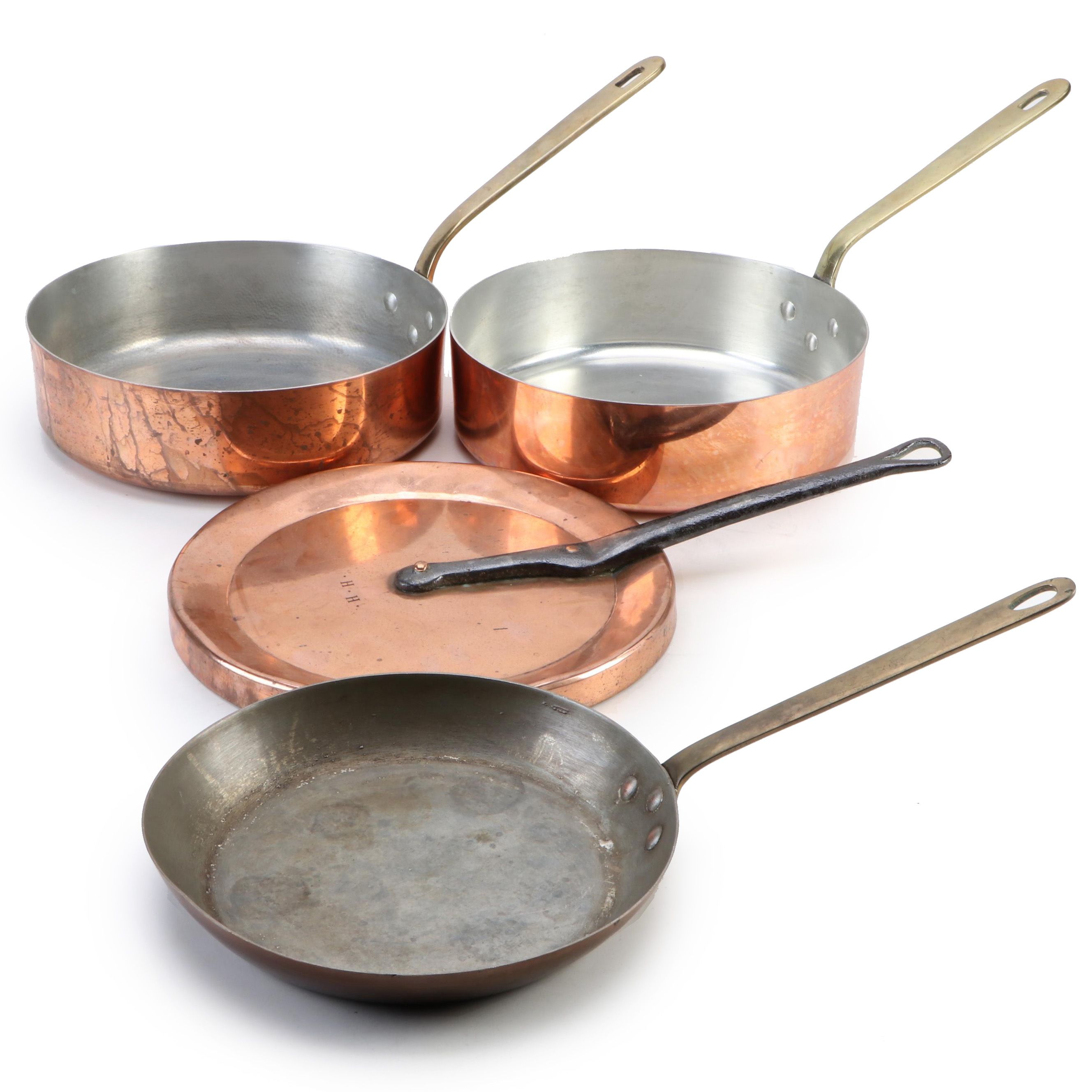 Lamalle French Copper and Brass Handled Cookware, Mid to Late 20th Century