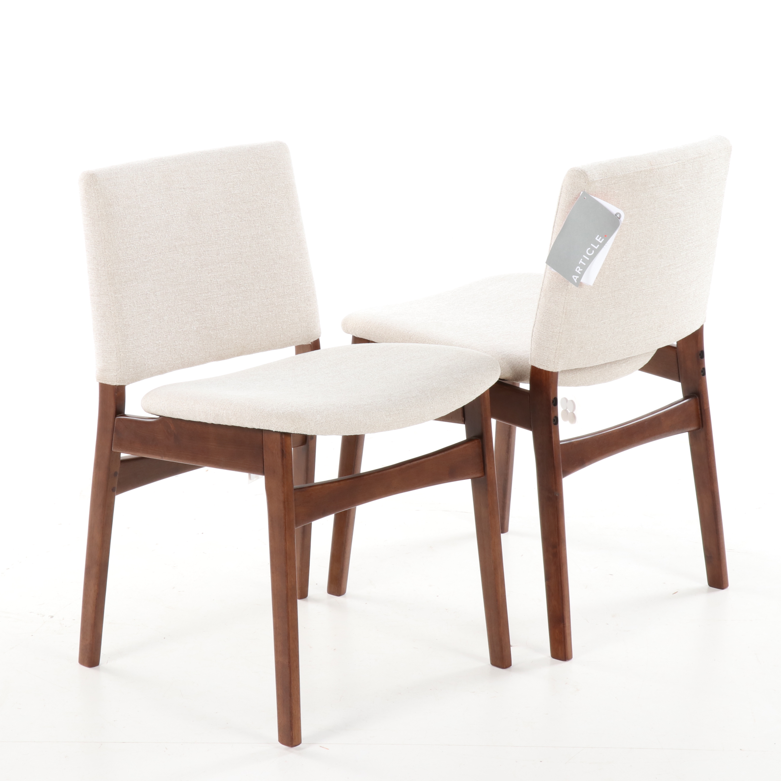 Article's "Nosh" Mid Century Modern Walnut Upholstered Dining Chairs