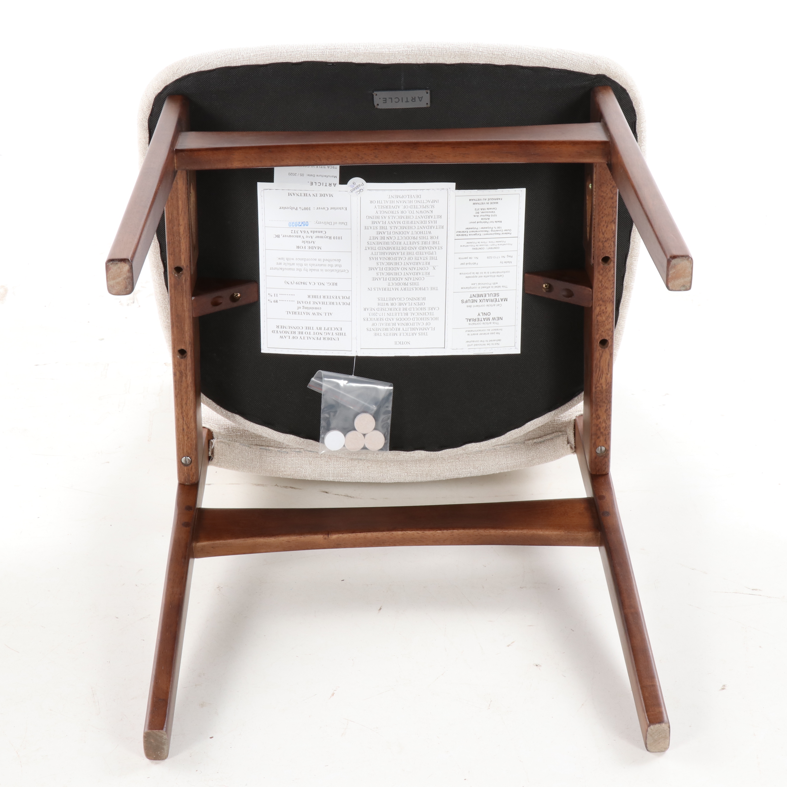 Article's "Nosh" Mid Century Modern Walnut Upholstered Dining Chairs