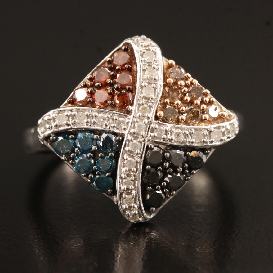 1.00 CTW Colored Diamond Ring in Sterling