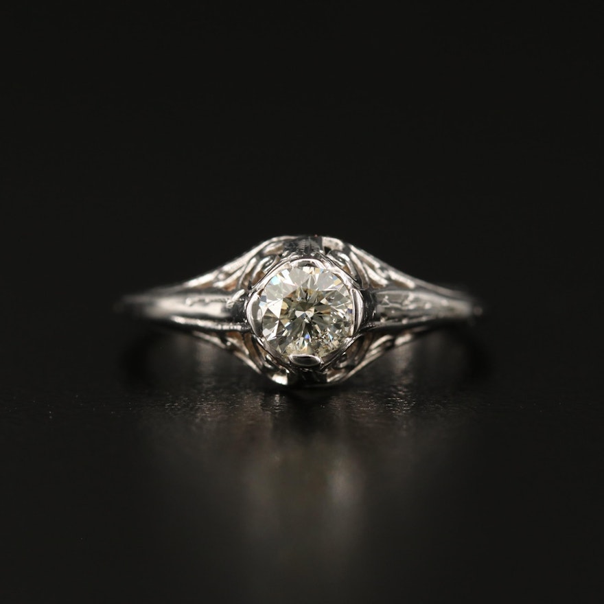 Late Art Deco 14K Diamond Ring