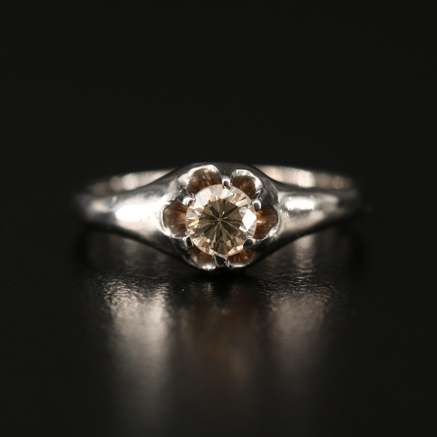 14K Diamond Belcher Ring