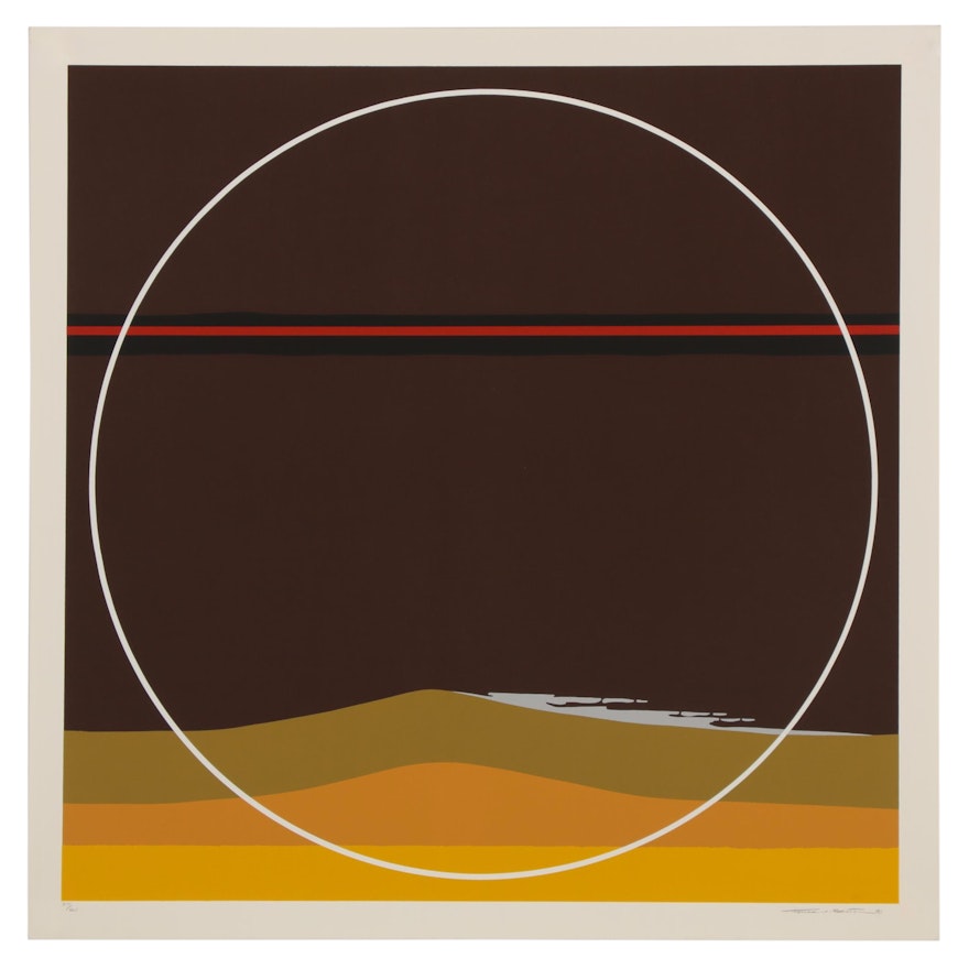 Thomas W. Benton Abstract Serigraph "Yellow Dunes", 1981