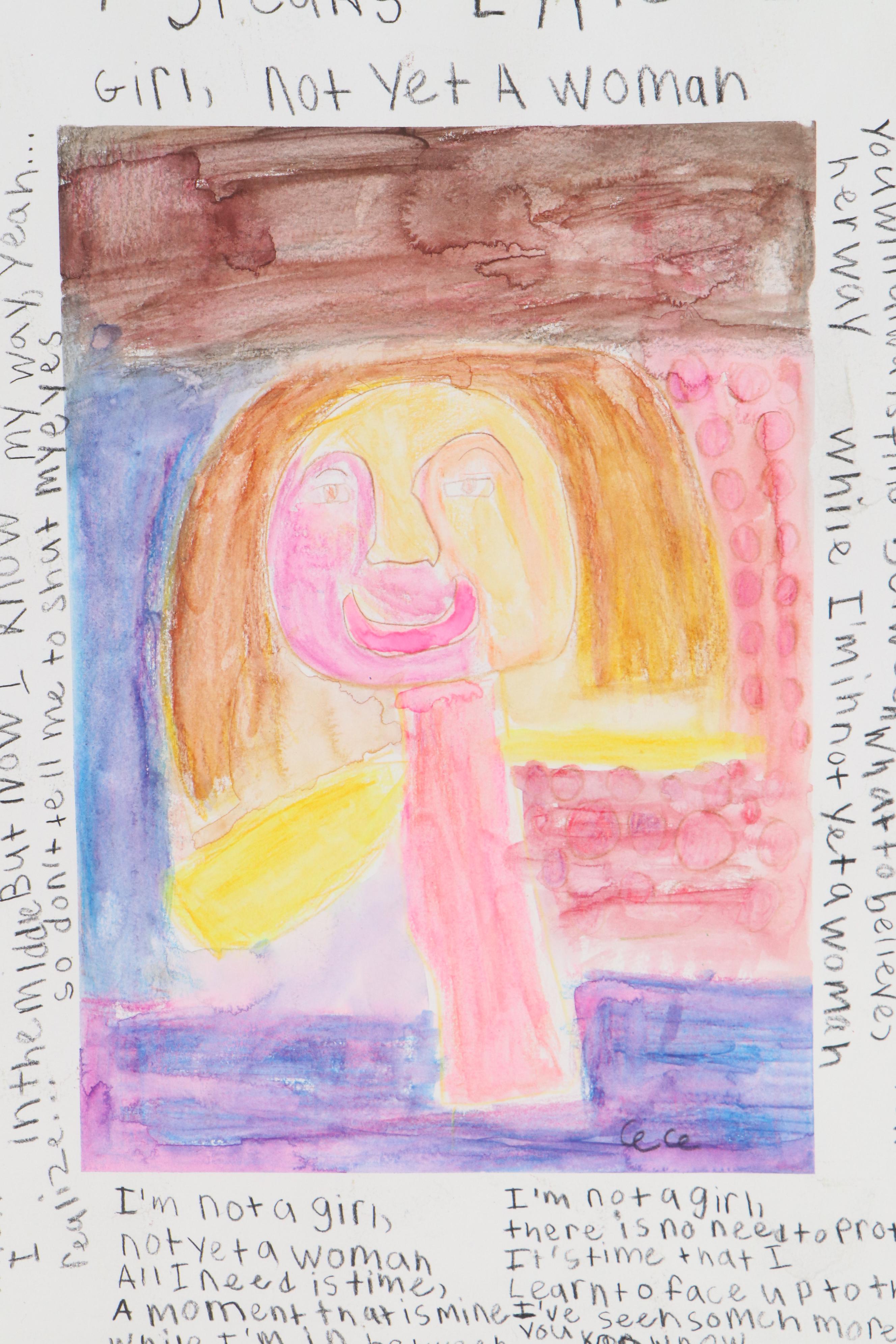 Britney Spears-Inspired Watercolor Painting"I'm Not a Girl, Not Yet a Woman"