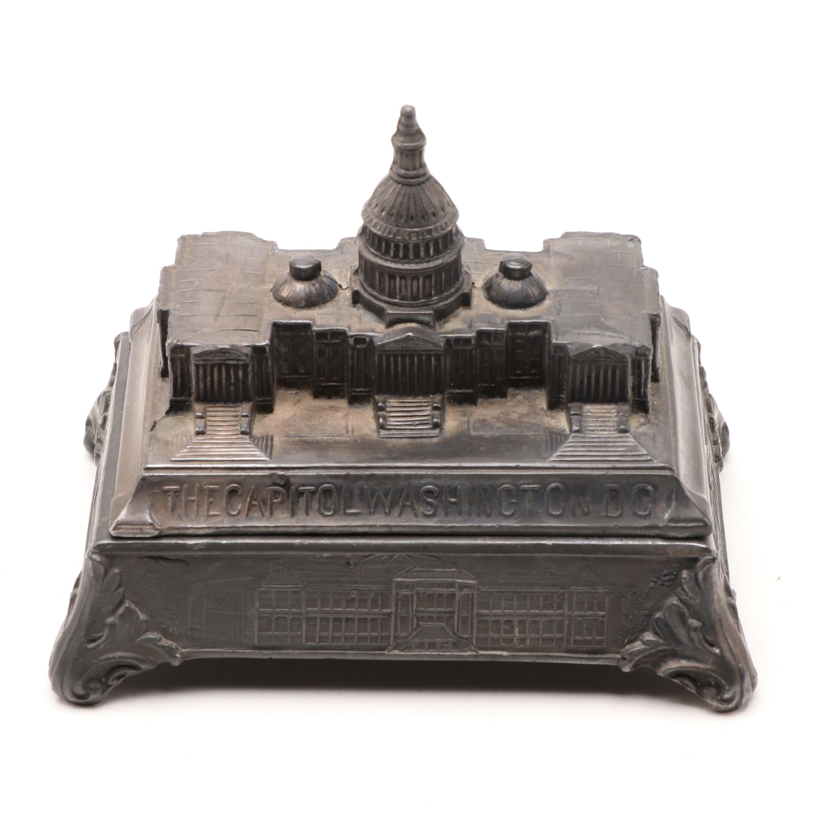 United States Capitol Building Metal Lidded Box, Early 20th Century