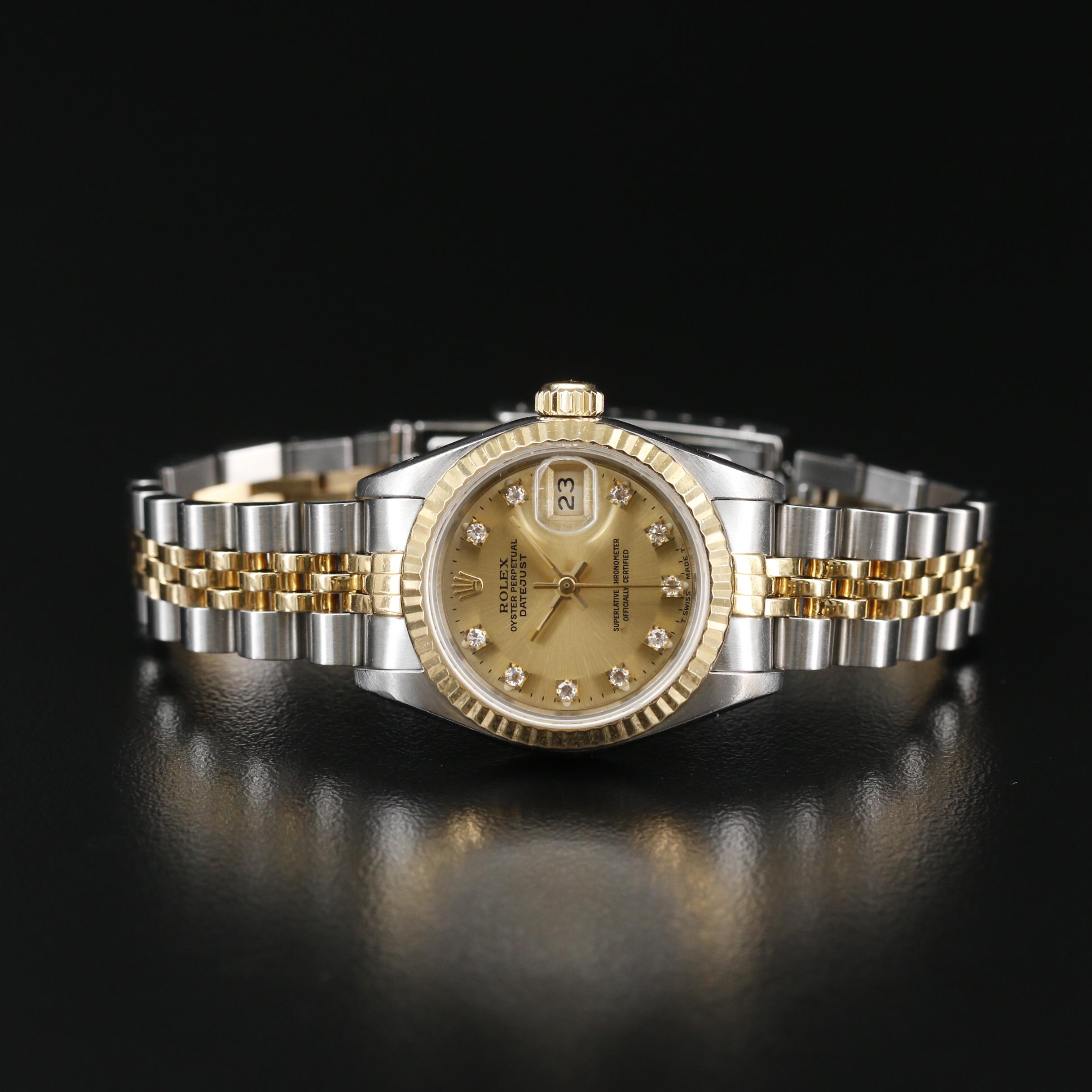 1991 Rolex "Datejust" Factory Diamond Dial and 18K Gold Automatic Watch