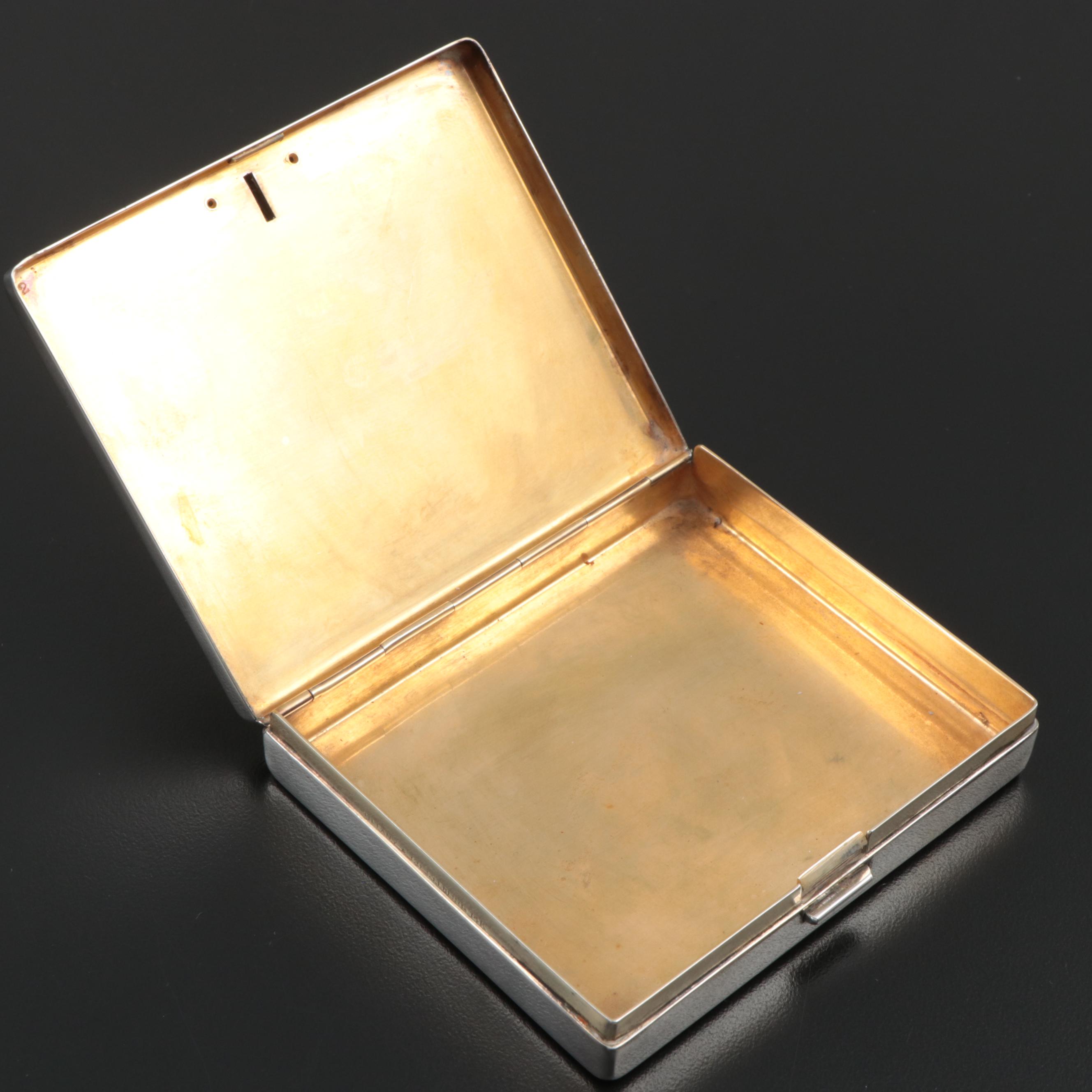 Art Deco Tiffany & Co. Sterling Silver, 14K Gold and Sapphire Cigarette Case