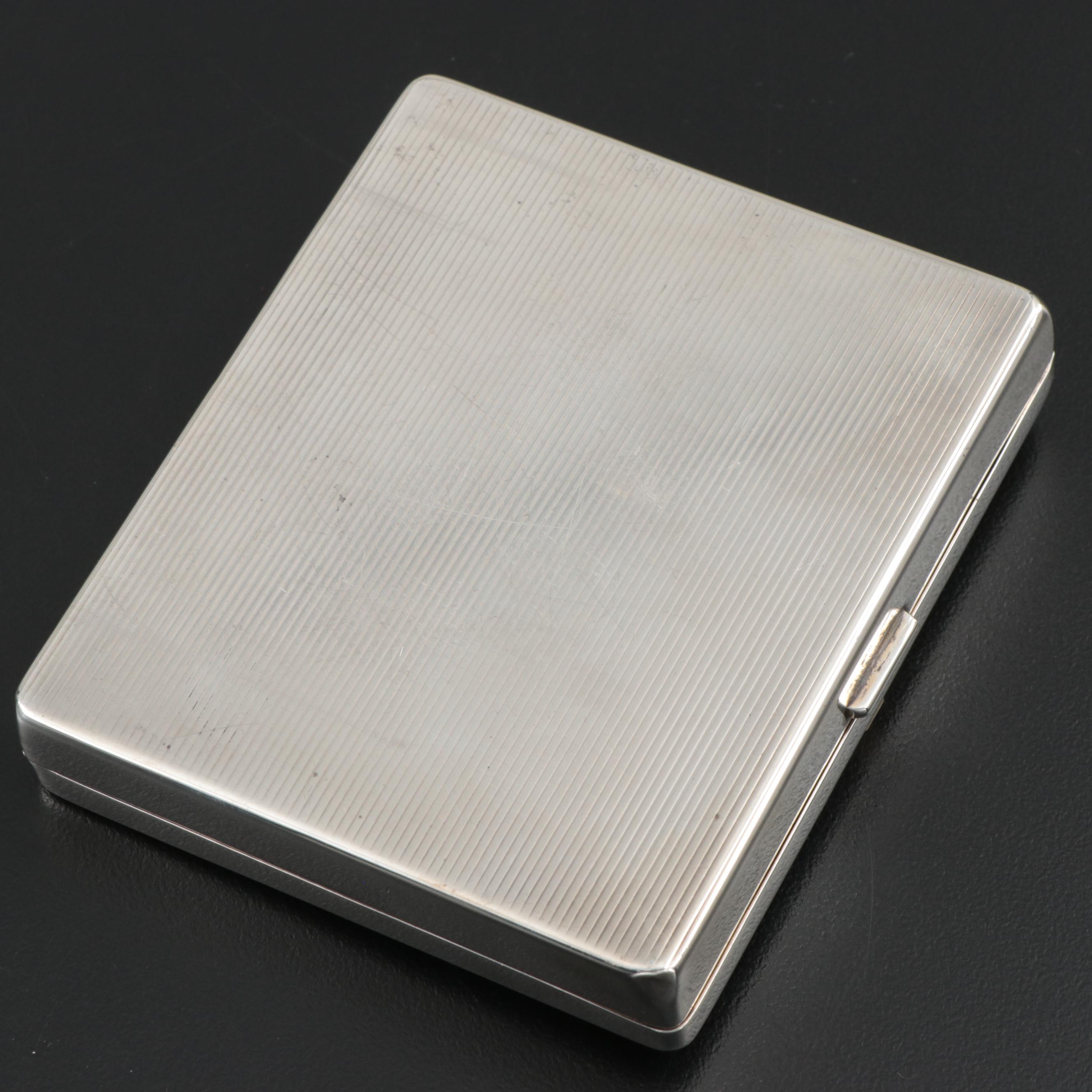 Art Deco Tiffany & Co. Sterling Silver, 14K Gold and Sapphire Cigarette Case