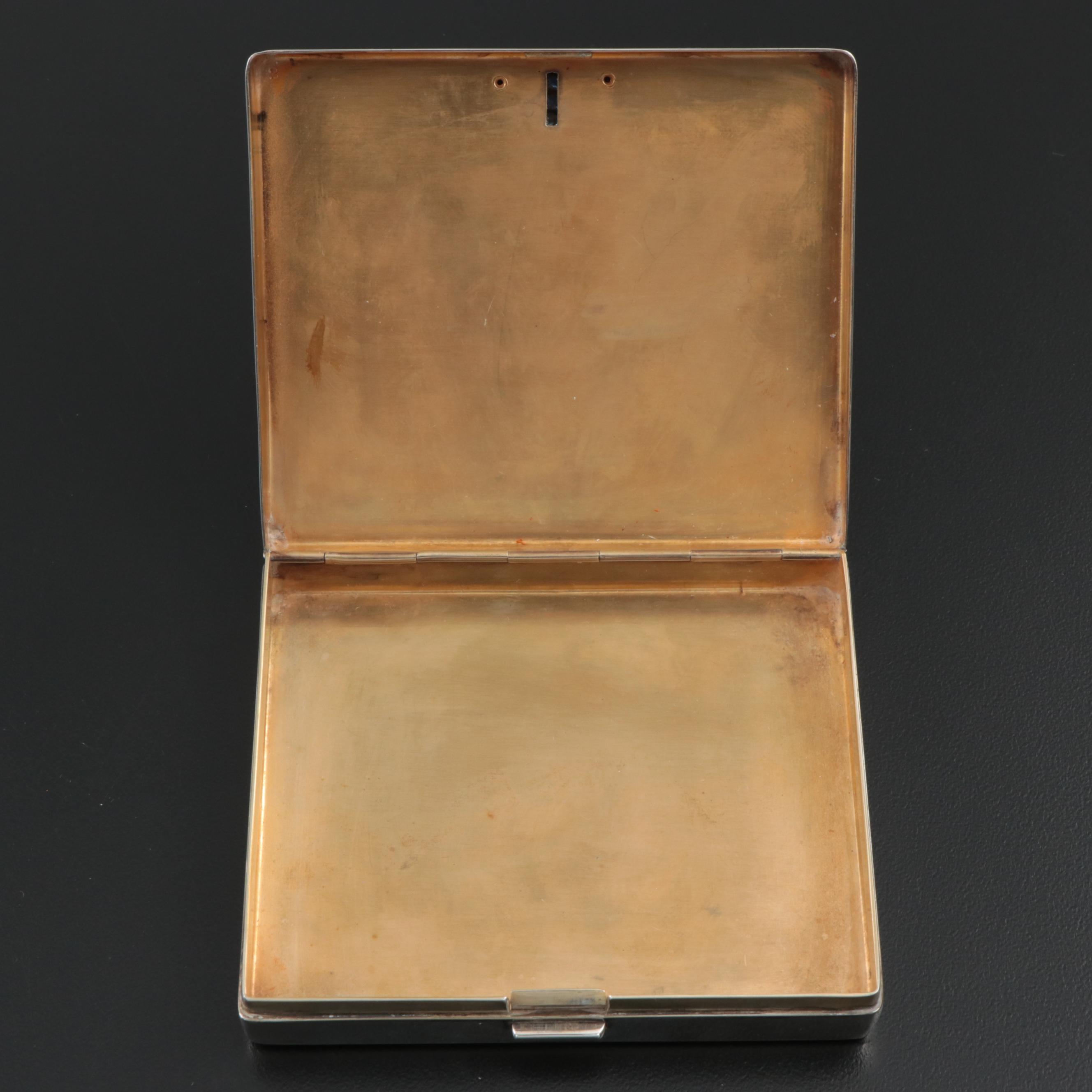 Art Deco Tiffany & Co. Sterling Silver, 14K Gold and Sapphire Cigarette Case