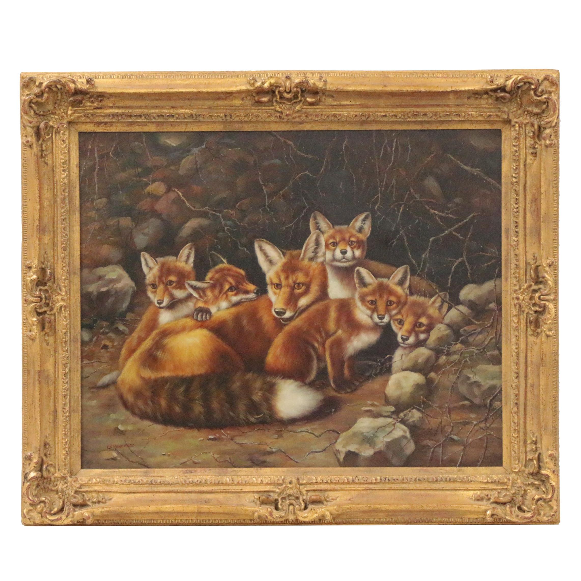 Oil Painting after Carl Brenders "Full House - Fox Family"