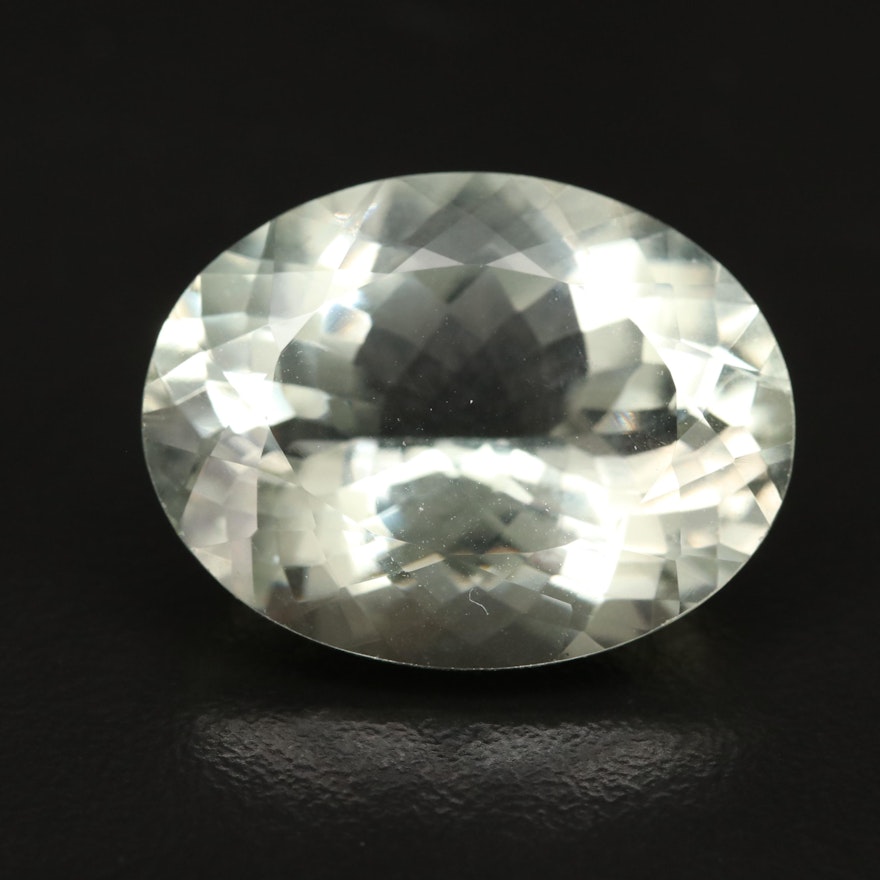 Loose 26.35 CT Oval Faceted Prasiolite