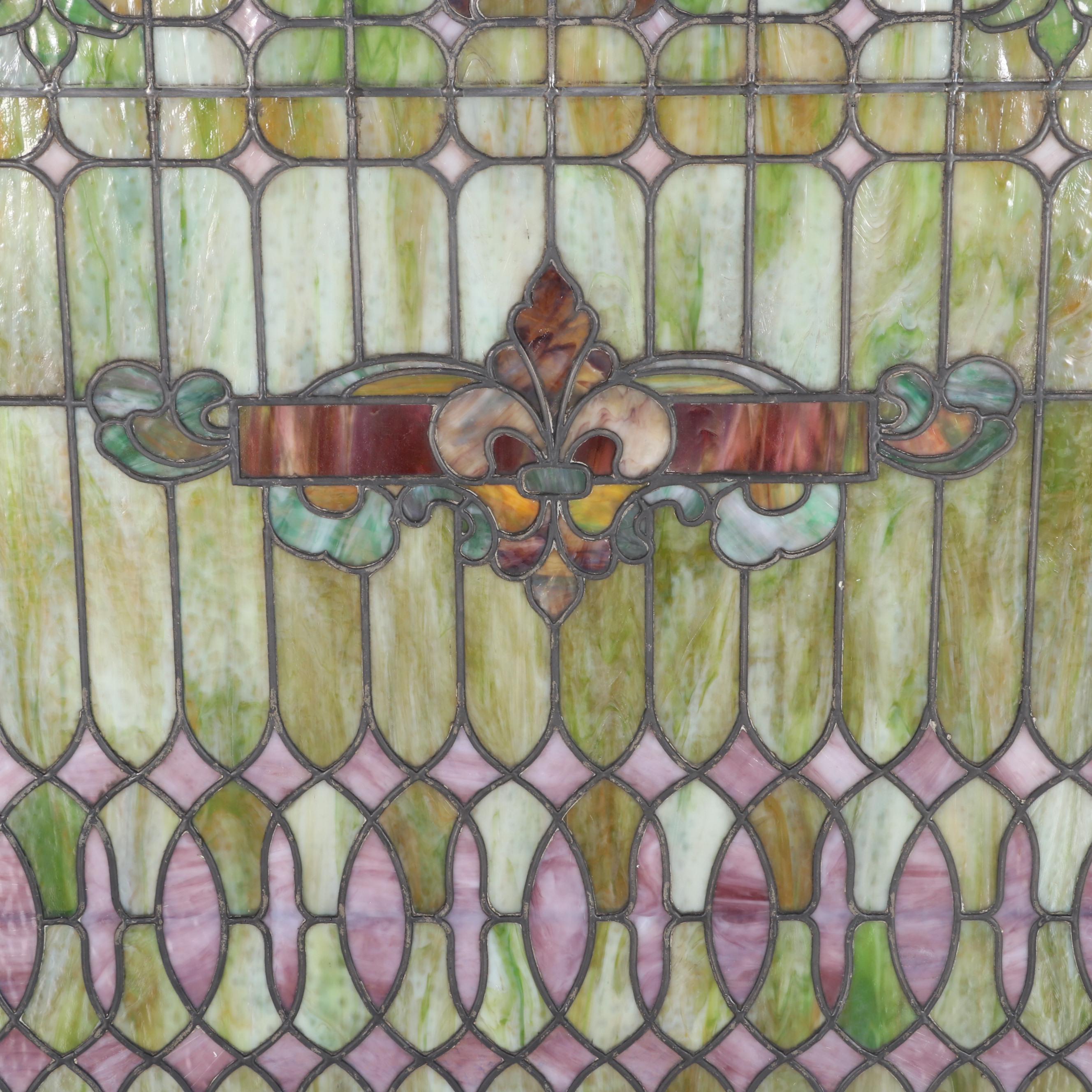 Stained and Slag Glass Famed Hanging Window Panel