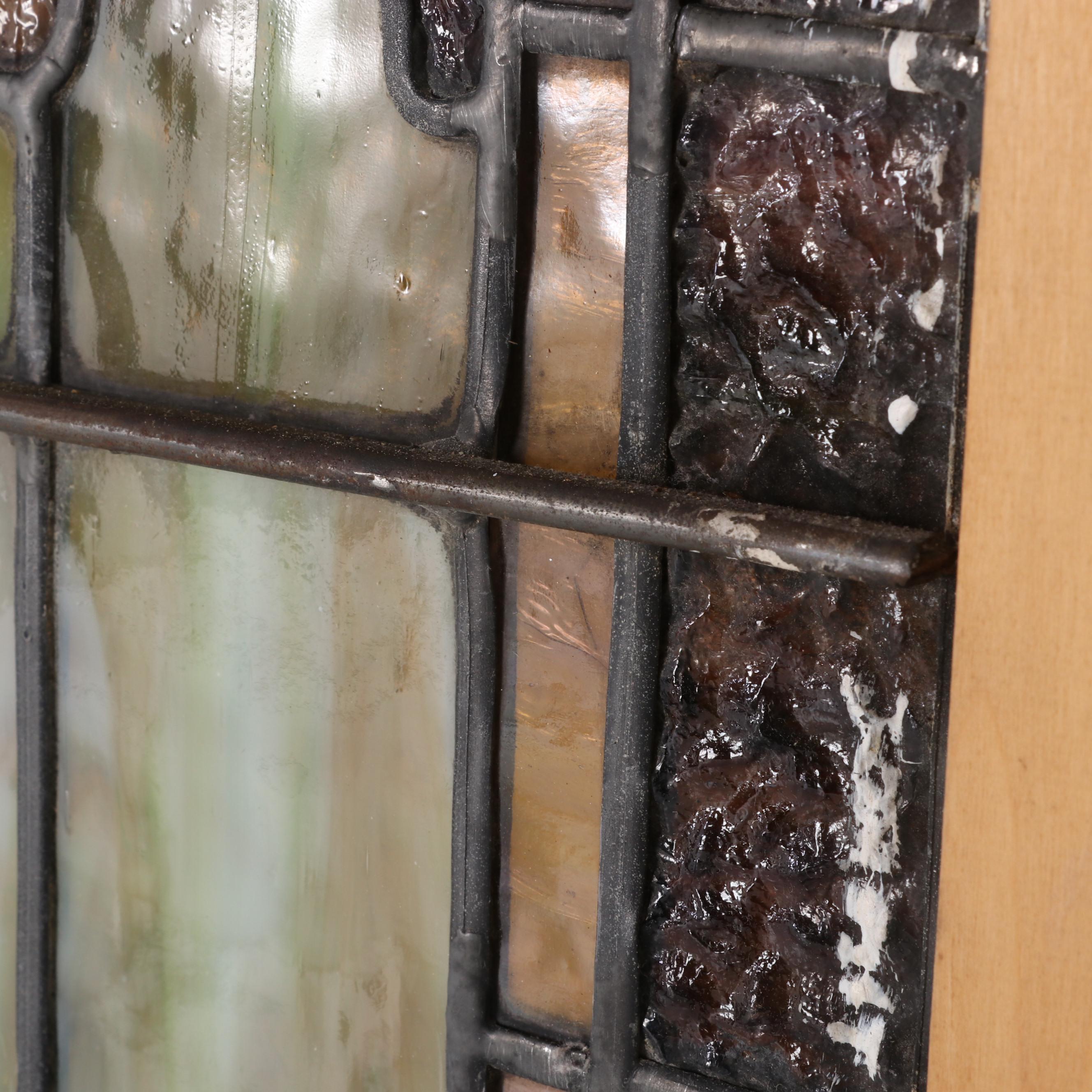 Stained and Slag Glass Famed Hanging Window Panel