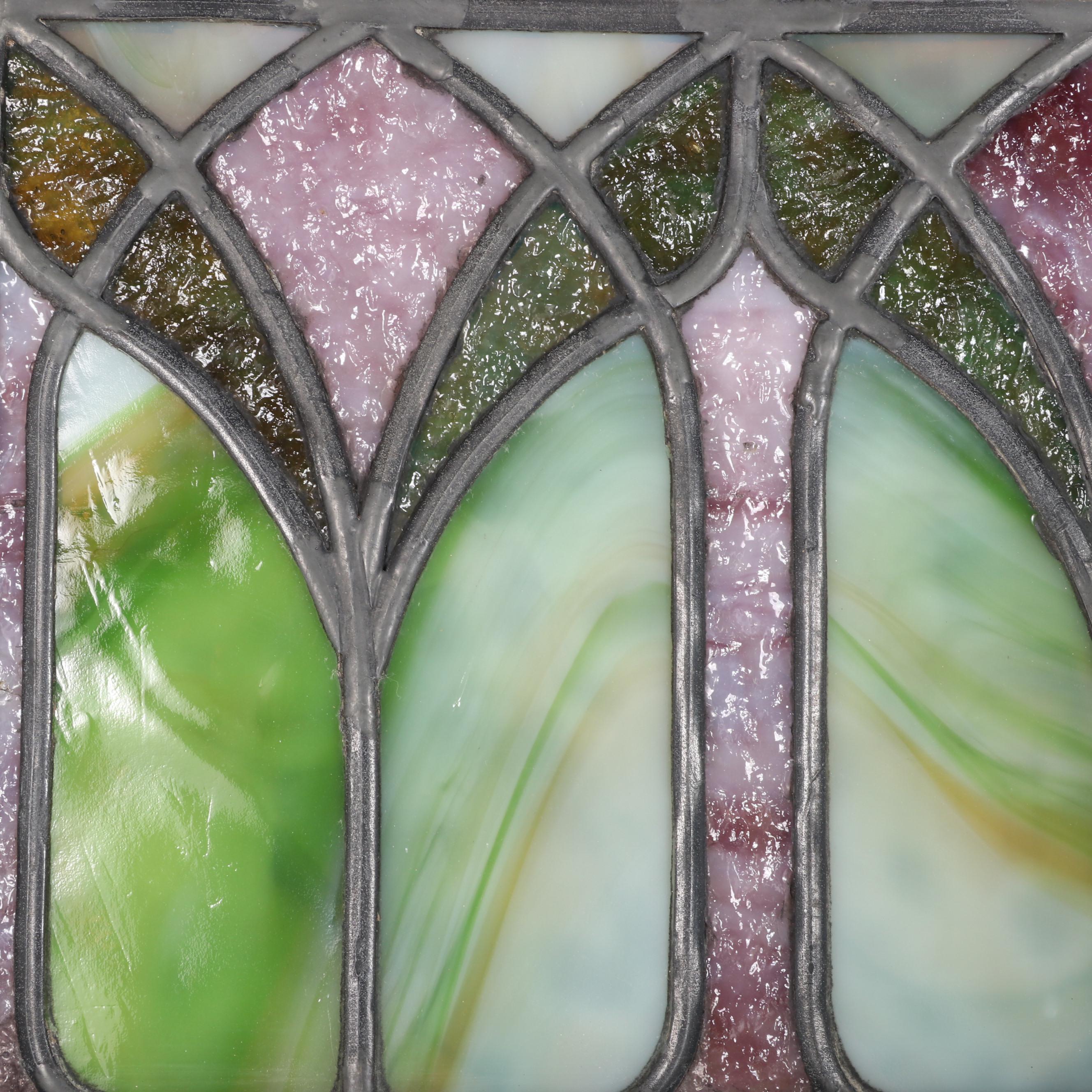 Stained and Slag Glass Famed Hanging Window Panel