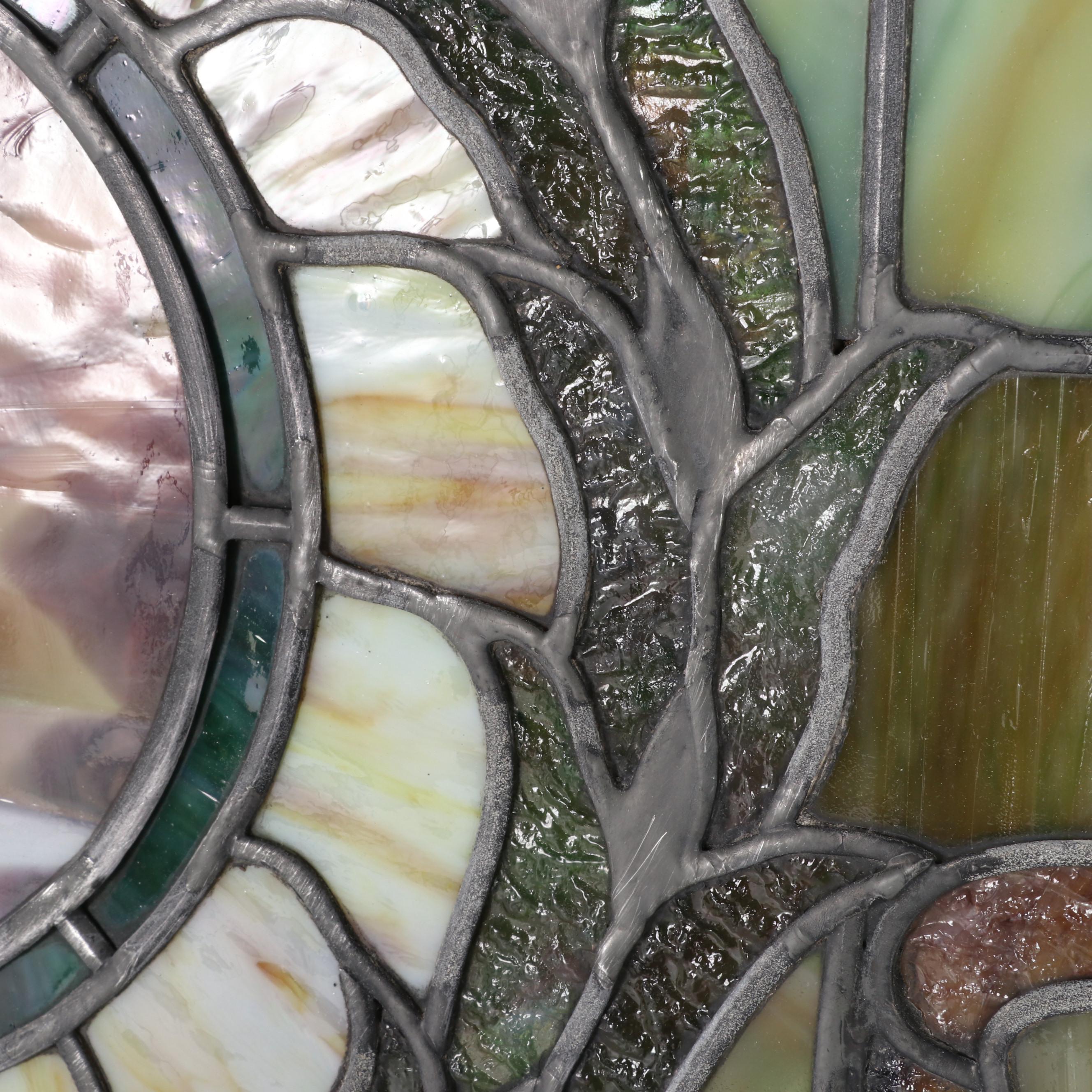 Stained and Slag Glass Famed Hanging Window Panel