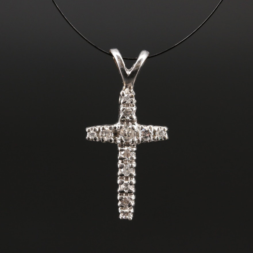 14K Diamond Cross Pendant