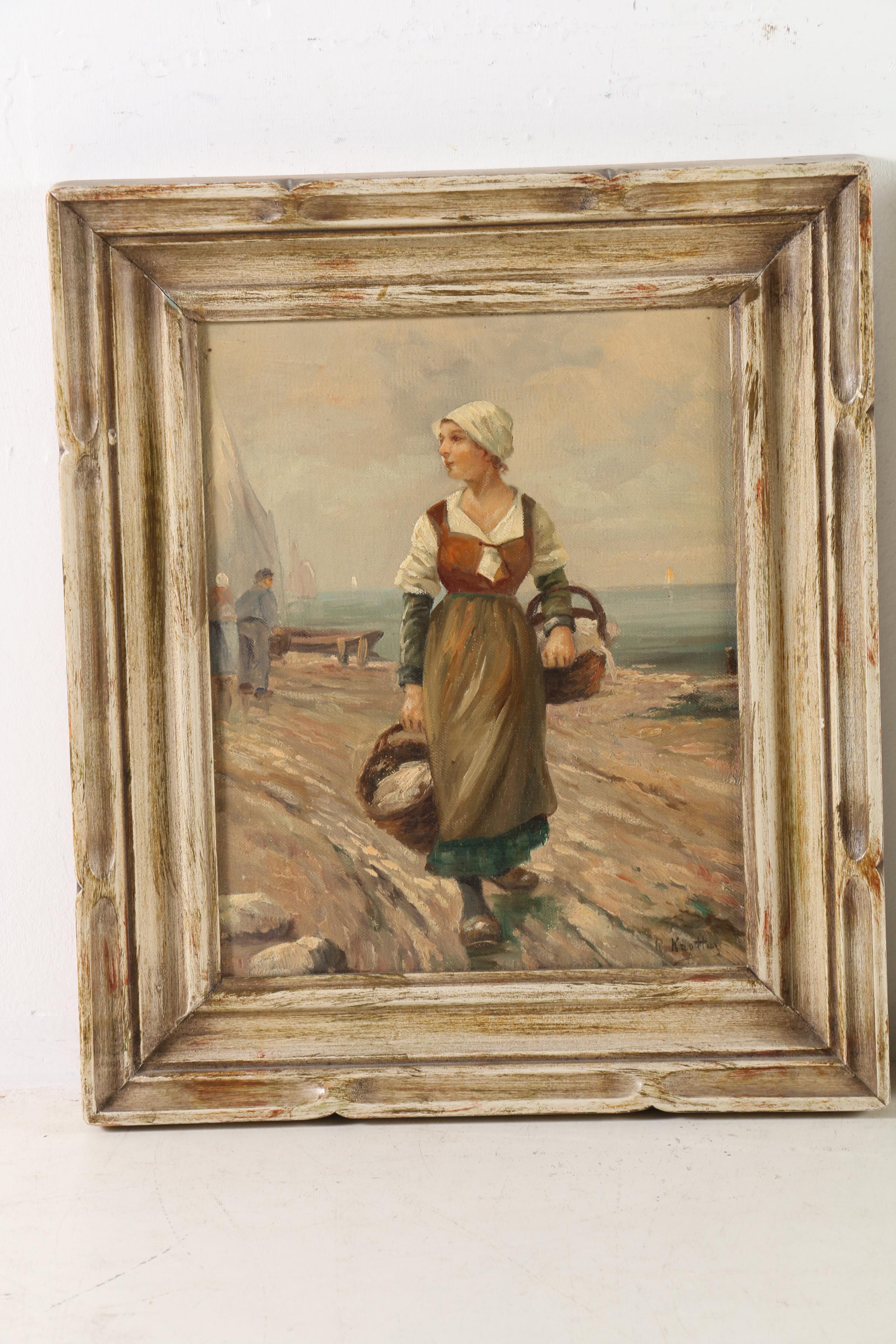 R. Krotter Oil Paintings of Women on the Coast