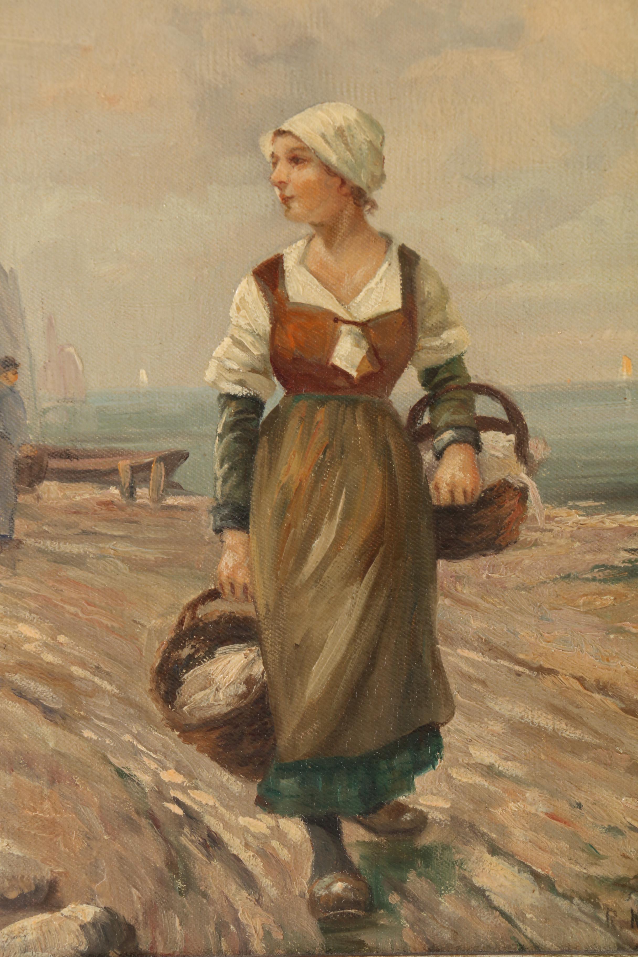 R. Krotter Oil Paintings of Women on the Coast