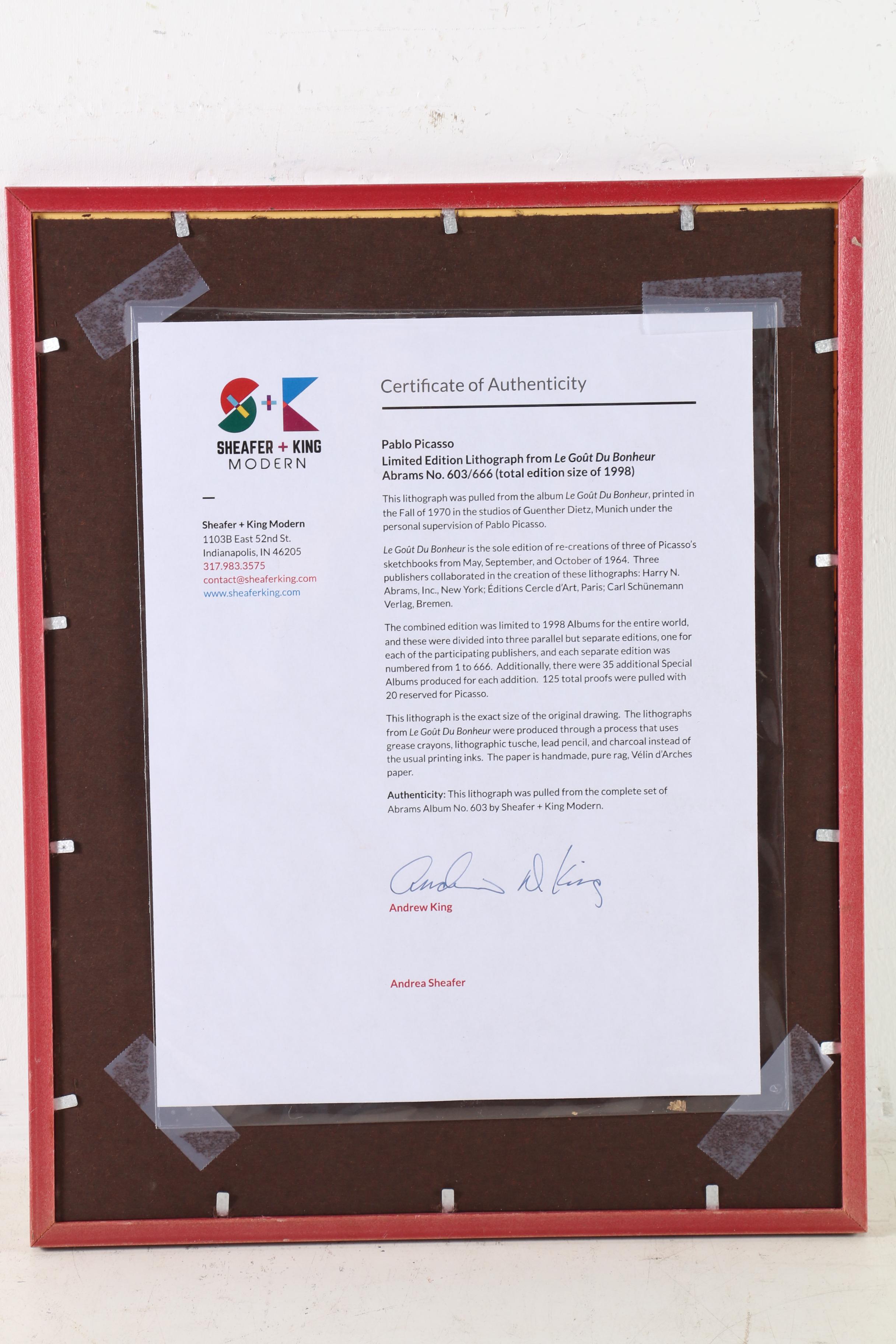 Pablo Picasso Lithograph from "Le Goût du Bonheur", 1970