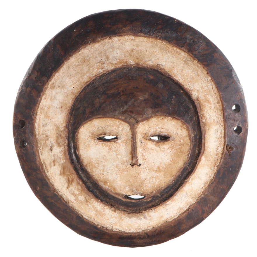Kwele Style Hand-Carved Wooden Flat Mask, West Africa